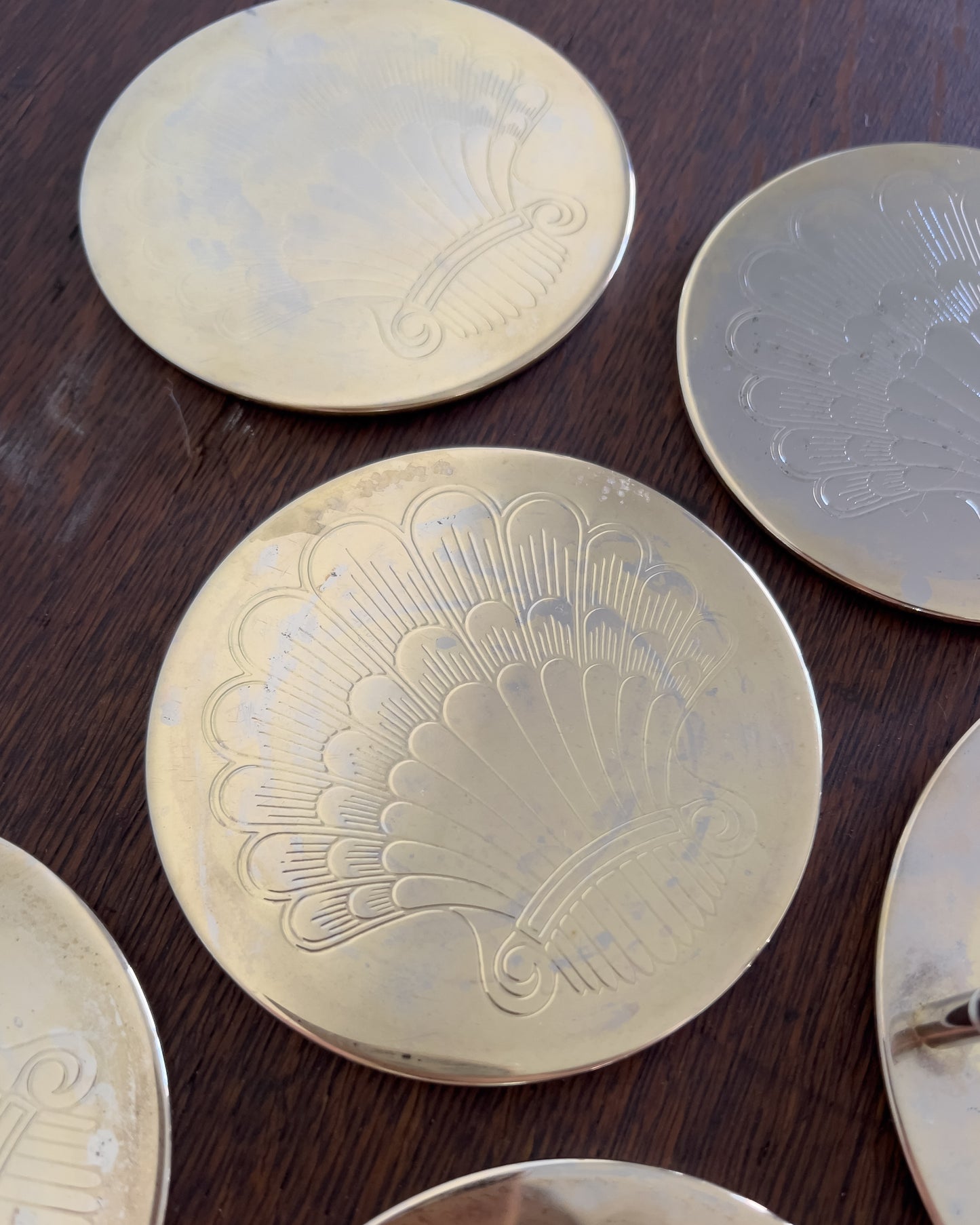 Vintage Etched Shell Coasters