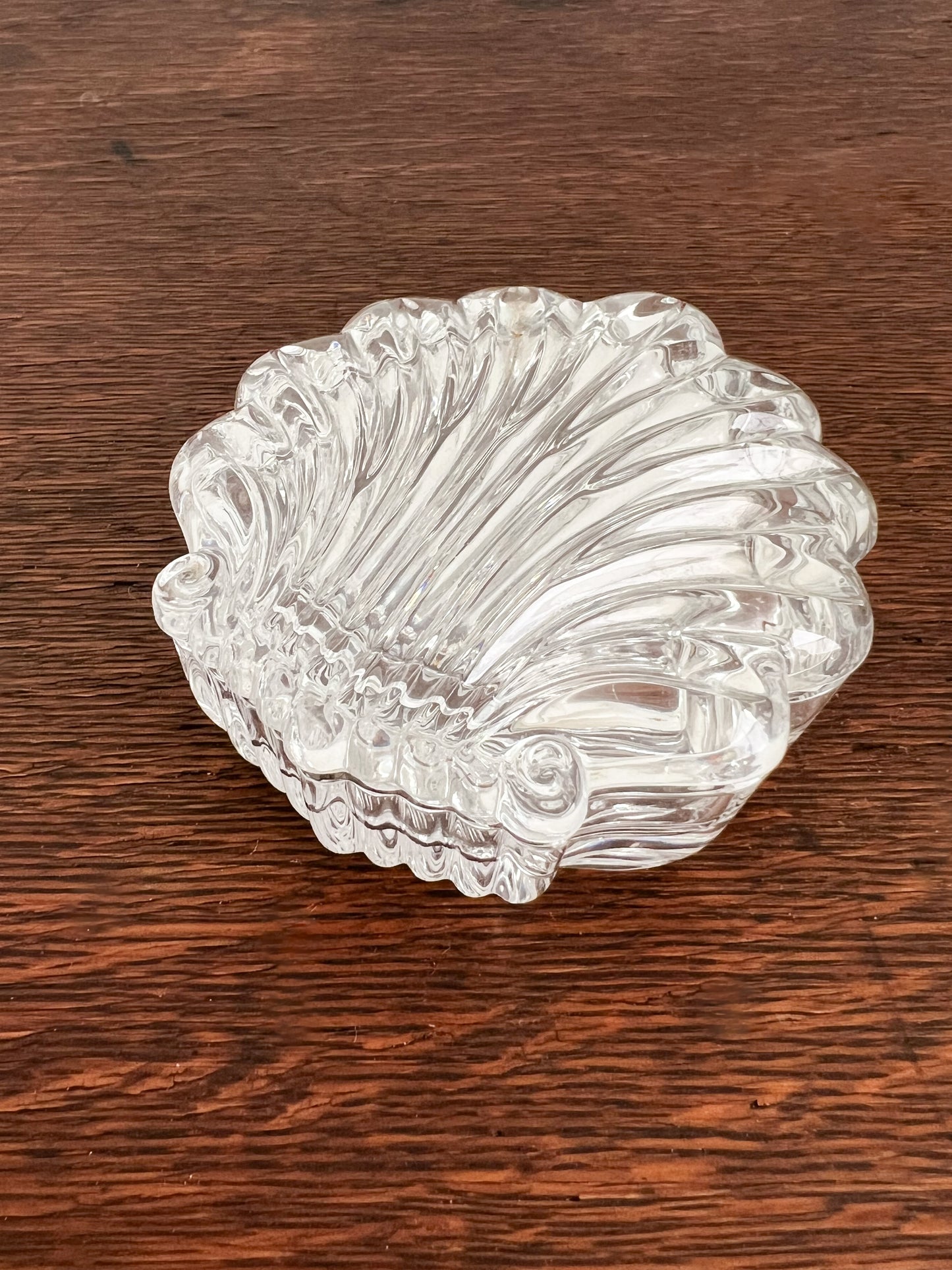 Vintage Glass Shell Dish with Lid