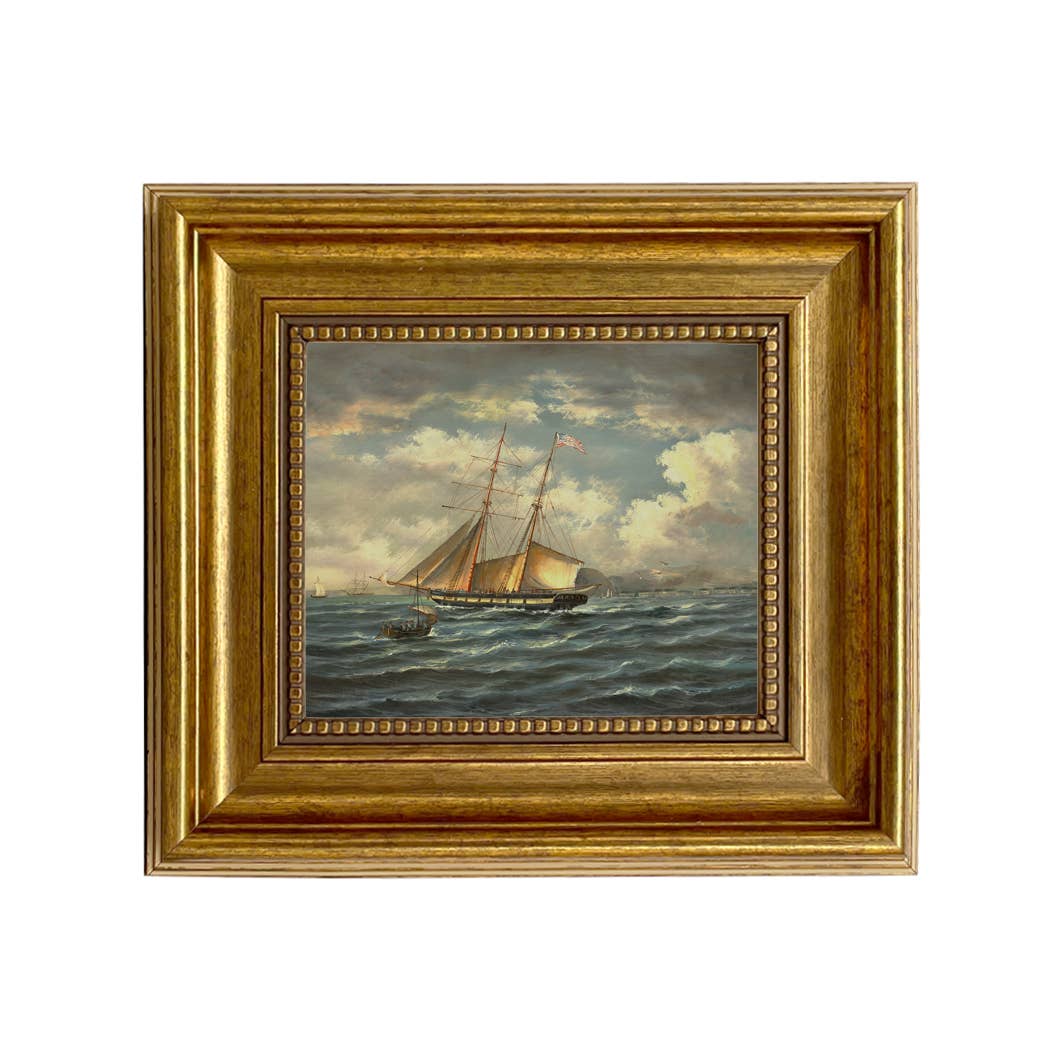 American Privateer Topaz Framed Oil Painting Print on Canvas