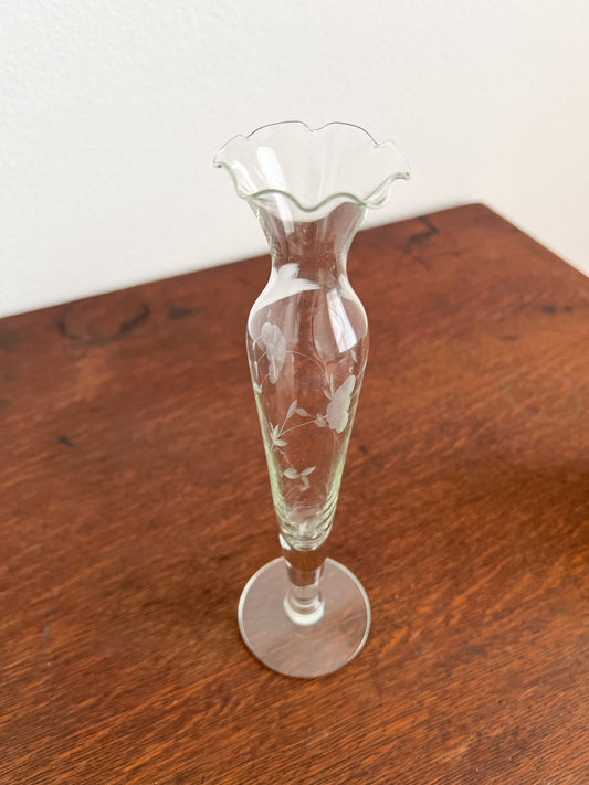 Vintage Princess House Etched Glass Bud Vase