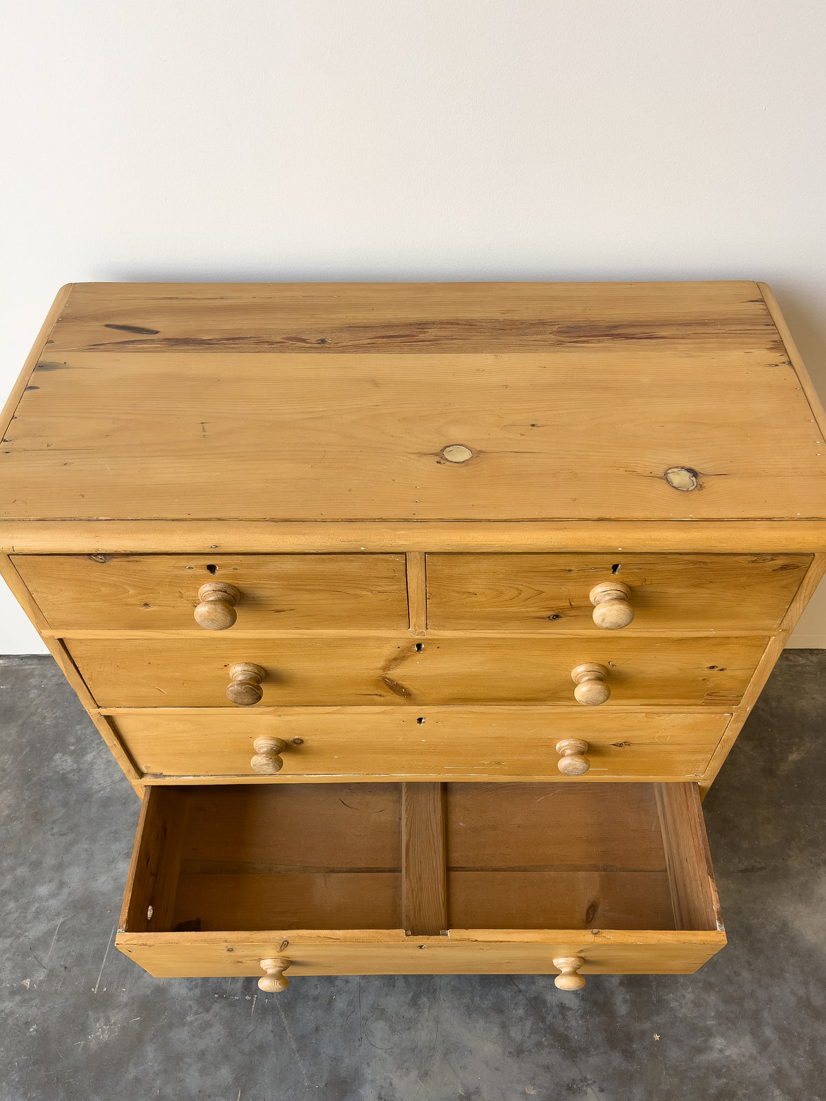 Antique English Pine Chest of Drawers with Block Plinth Base