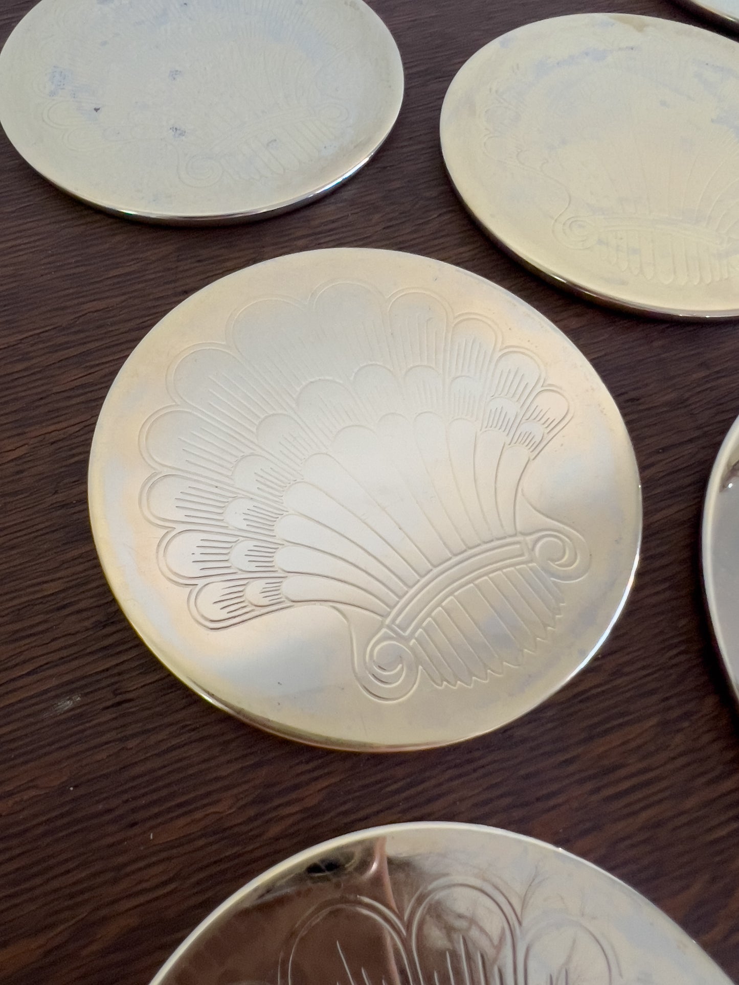 Vintage Etched Shell Coasters