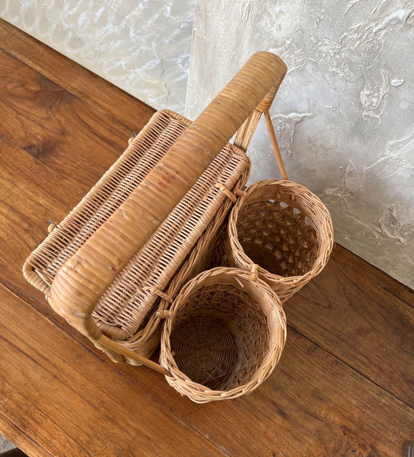 Vintage wicker picnic basket