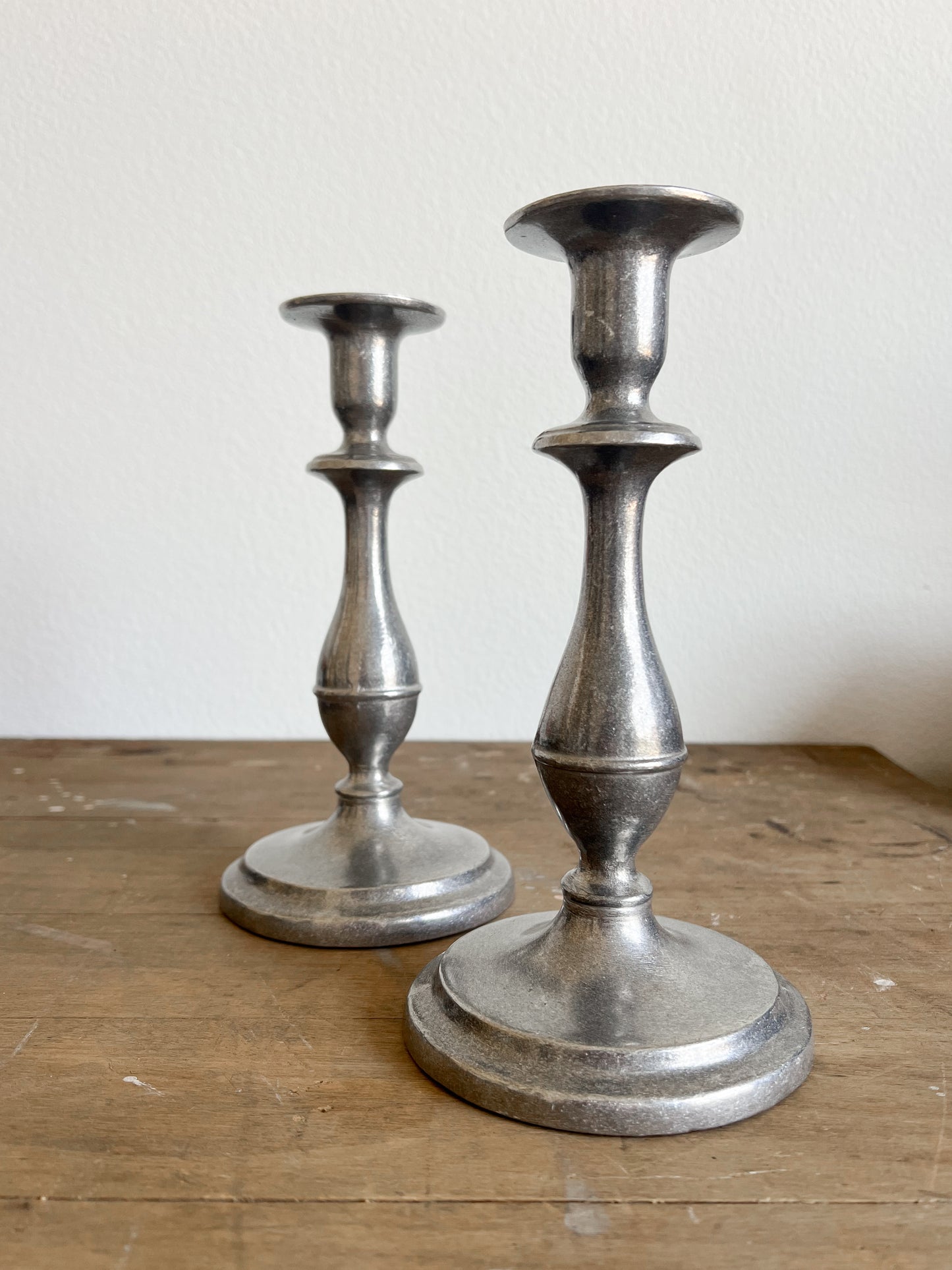 Vintage Pewter Candle Holders