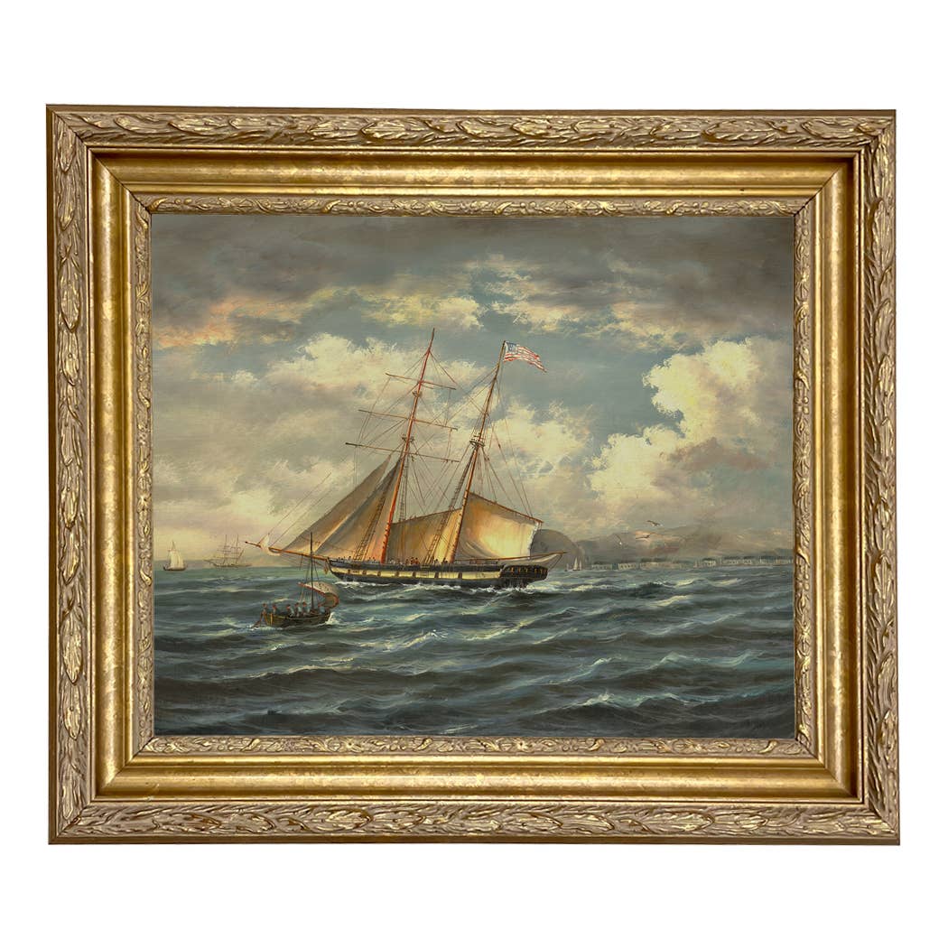 American Privateer Topaz Framed Oil Painting Print on Canvas