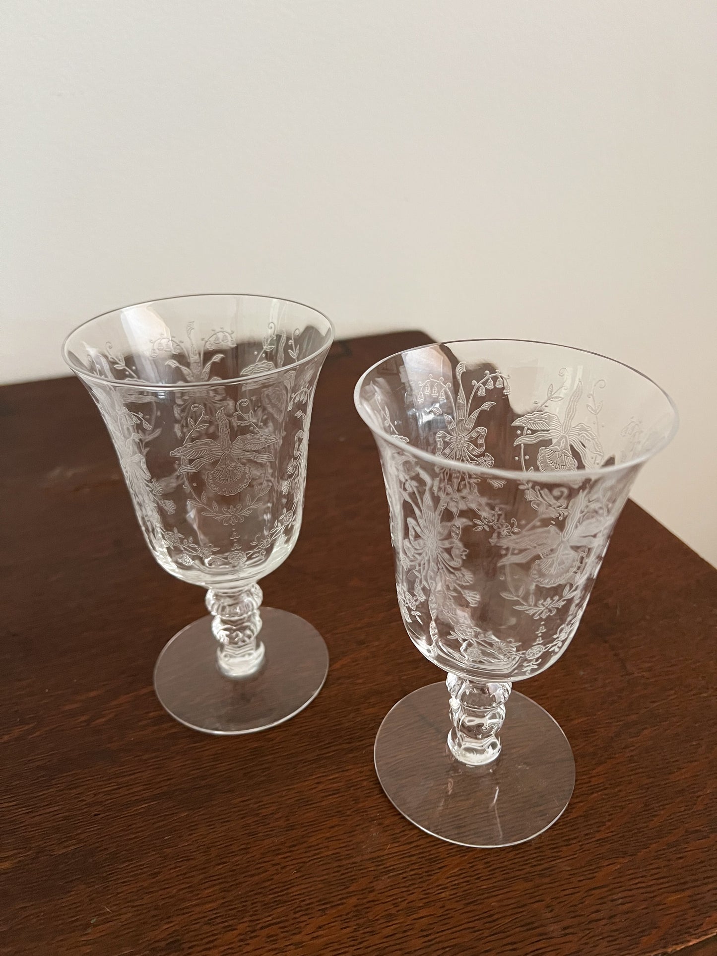Heisey Depression Glass “Orchid” Etched Goblets (set of 2)