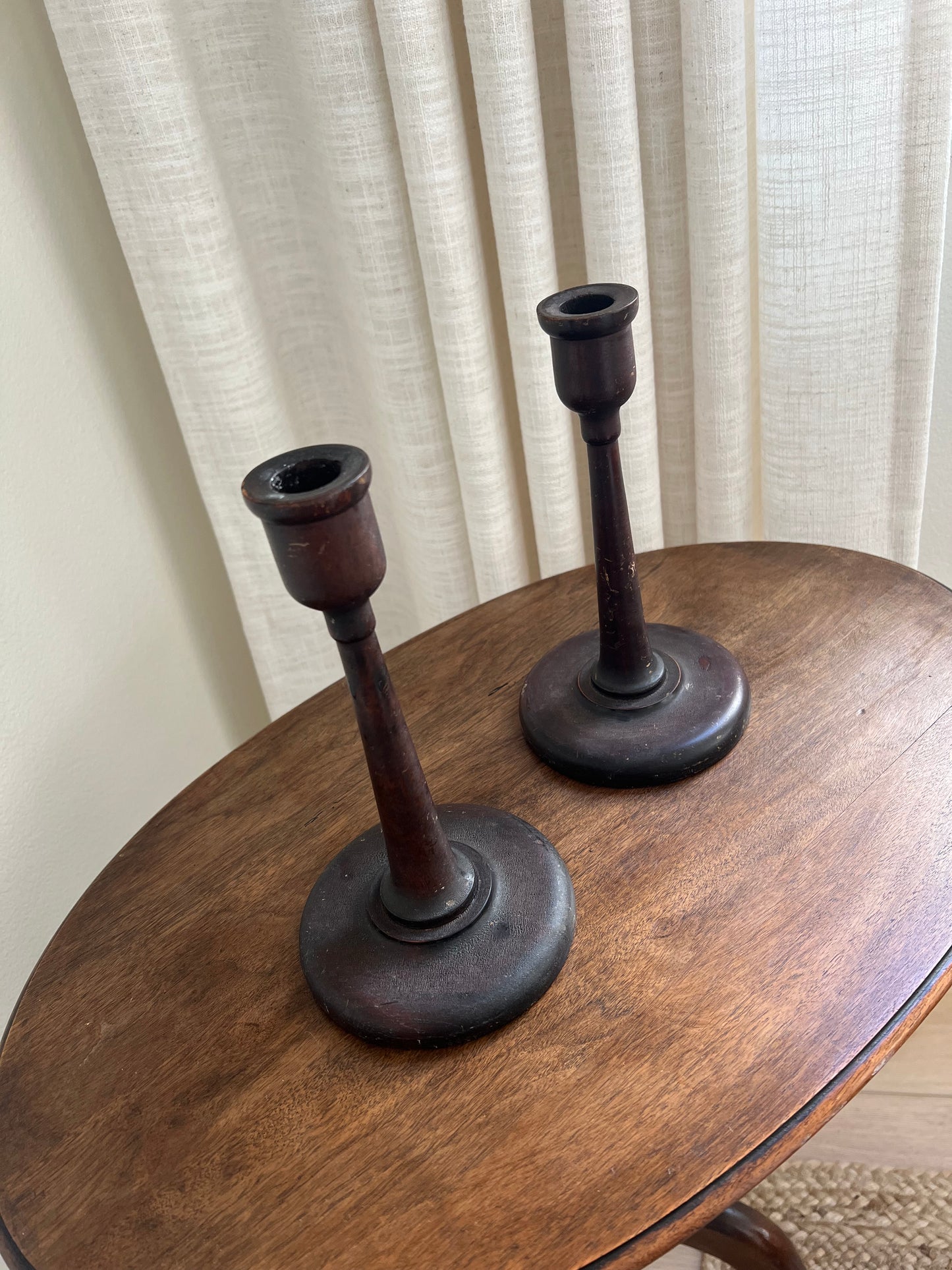 Vintage primitive candle holders (set of 2)