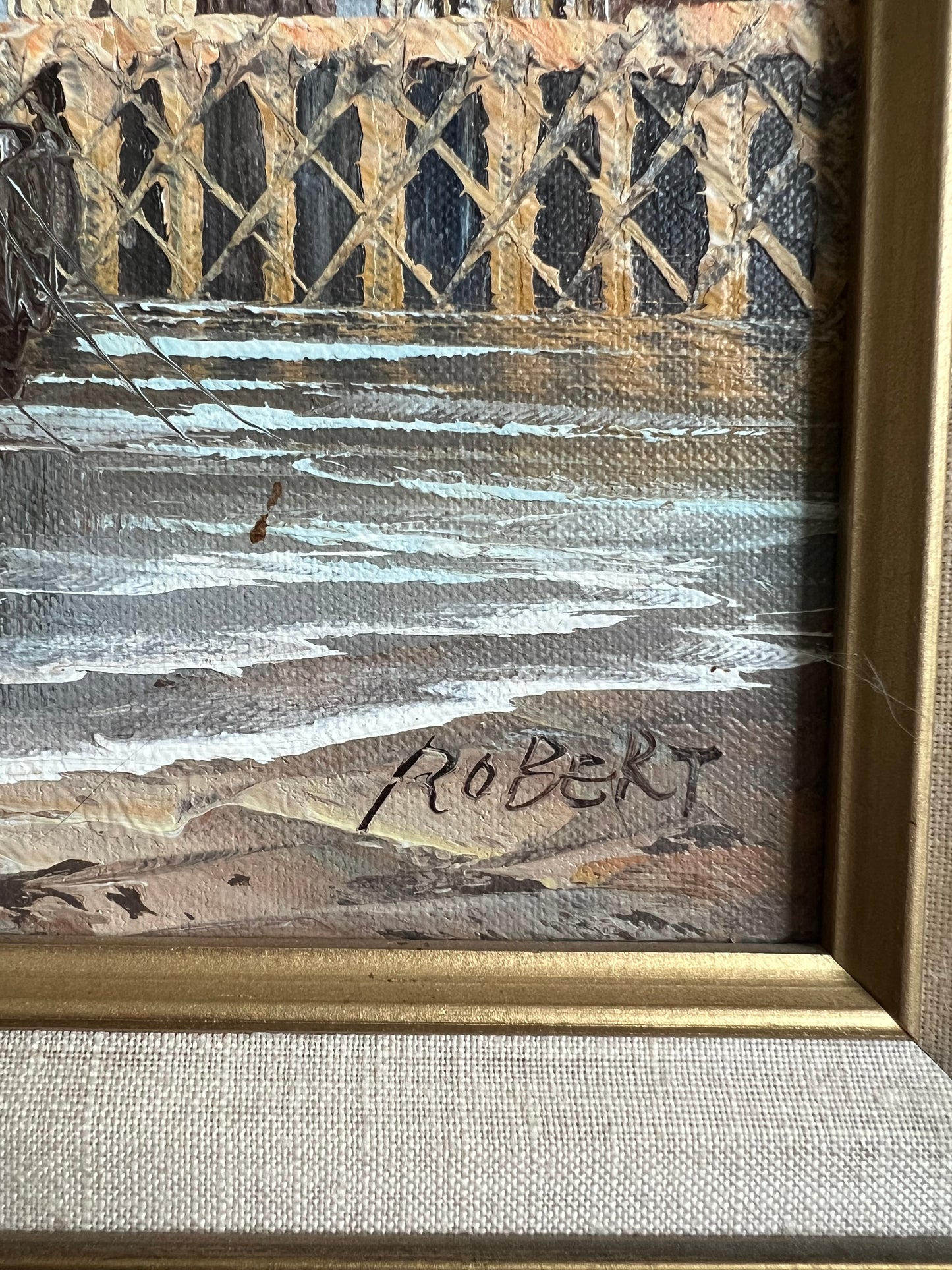 Vintage Ship Oil Painting