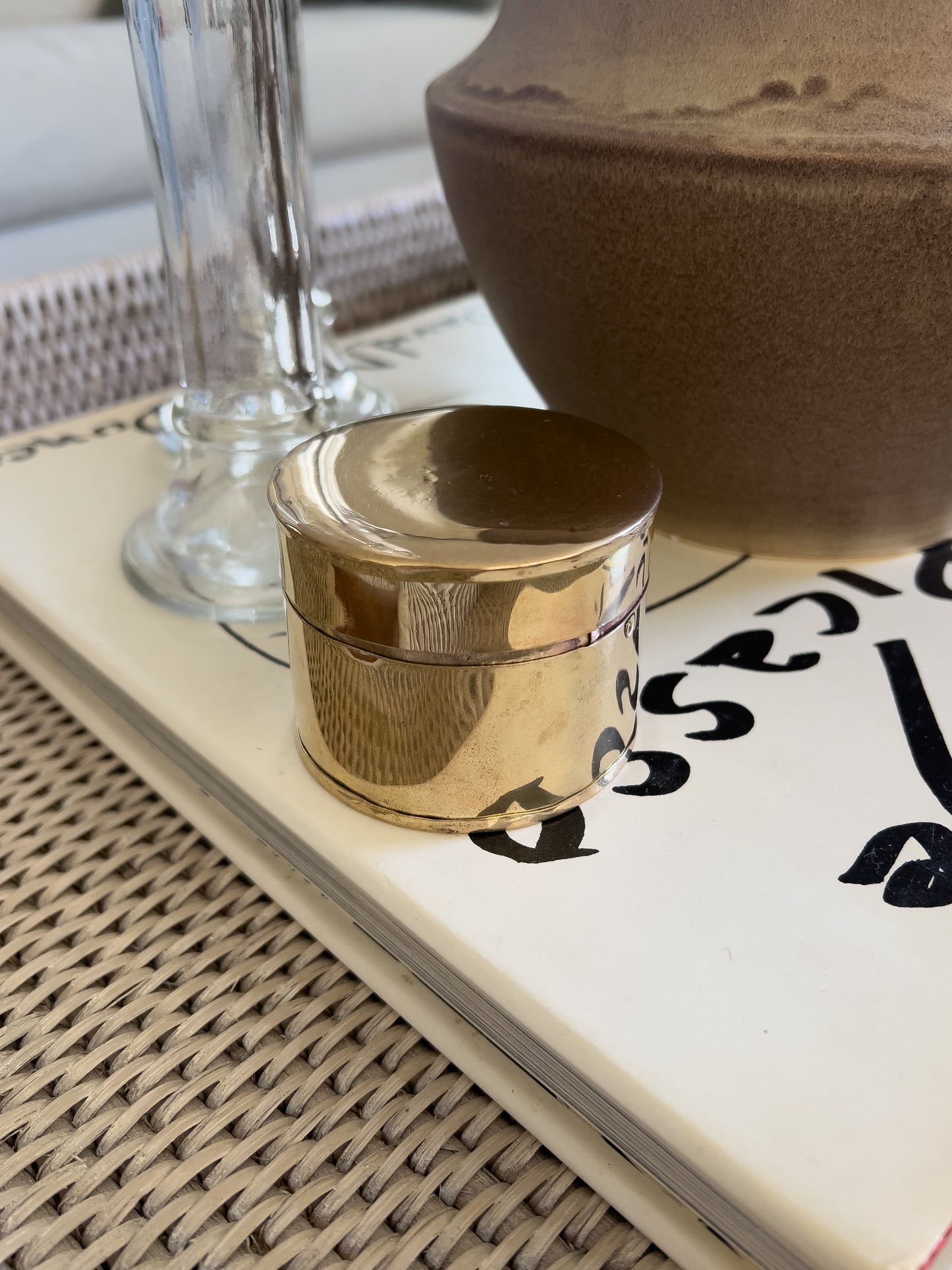 Vintage brass round lidded box