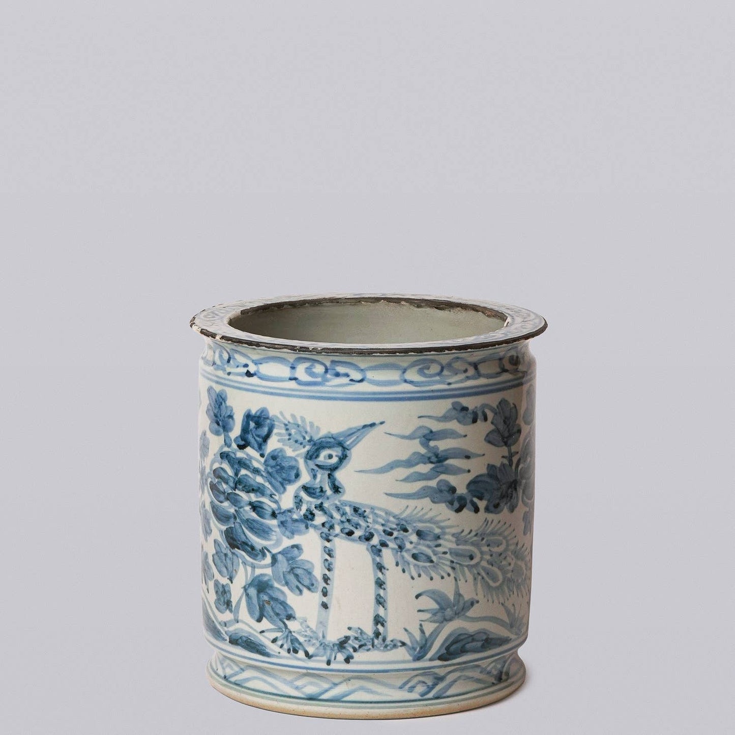 Blue and White Peacock - Porcelain Cachepot