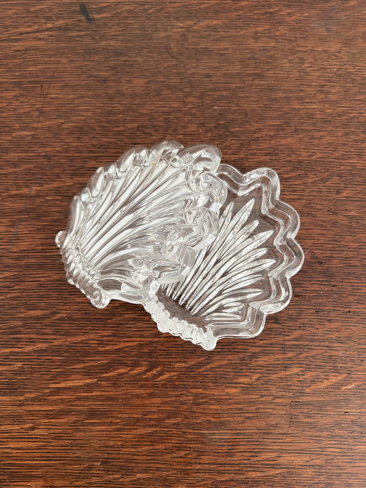 Vintage Glass Shell Dish with Lid