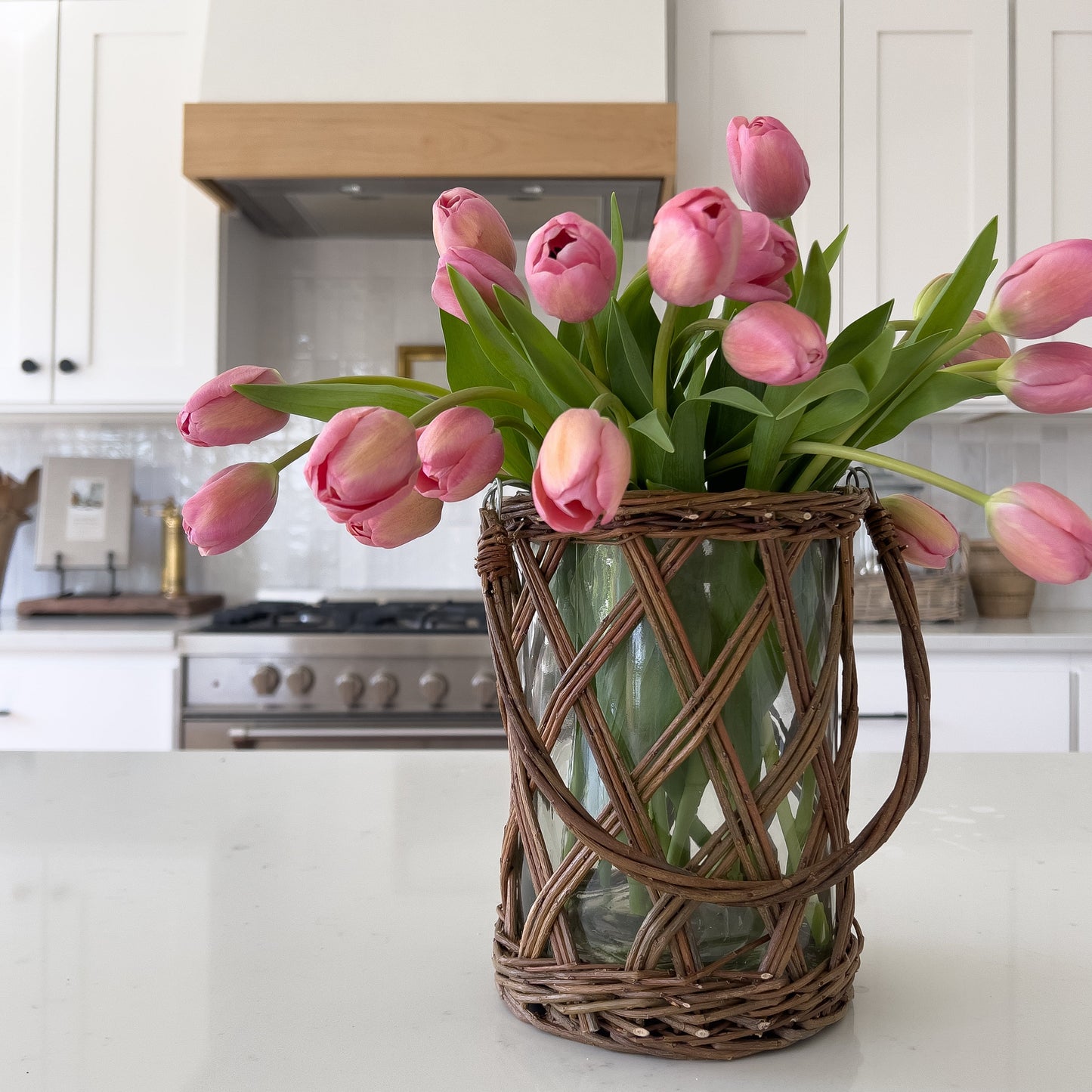 Glass and Wicker Vase