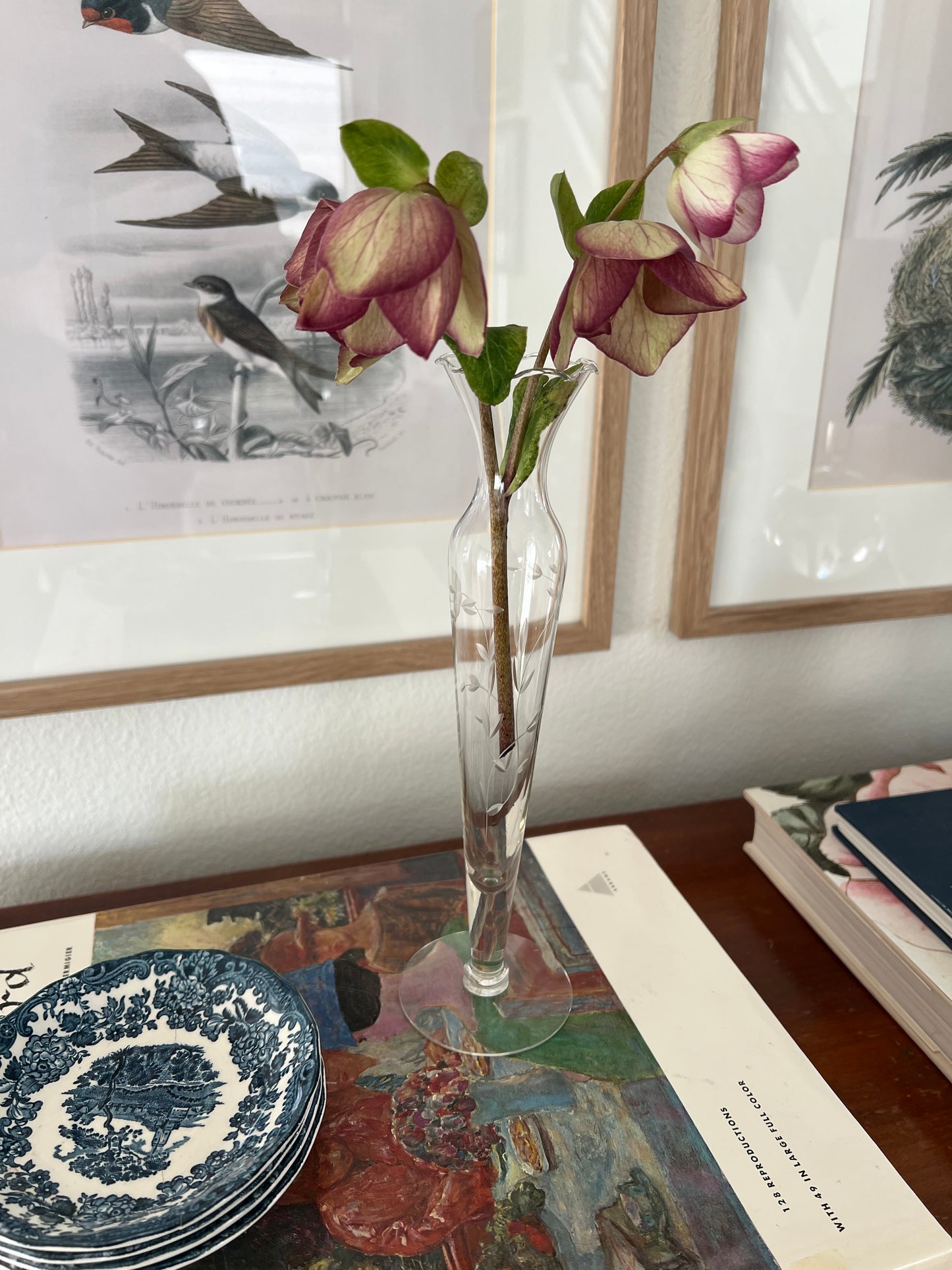 Vintage Princess House Etched Glass Bud Vase