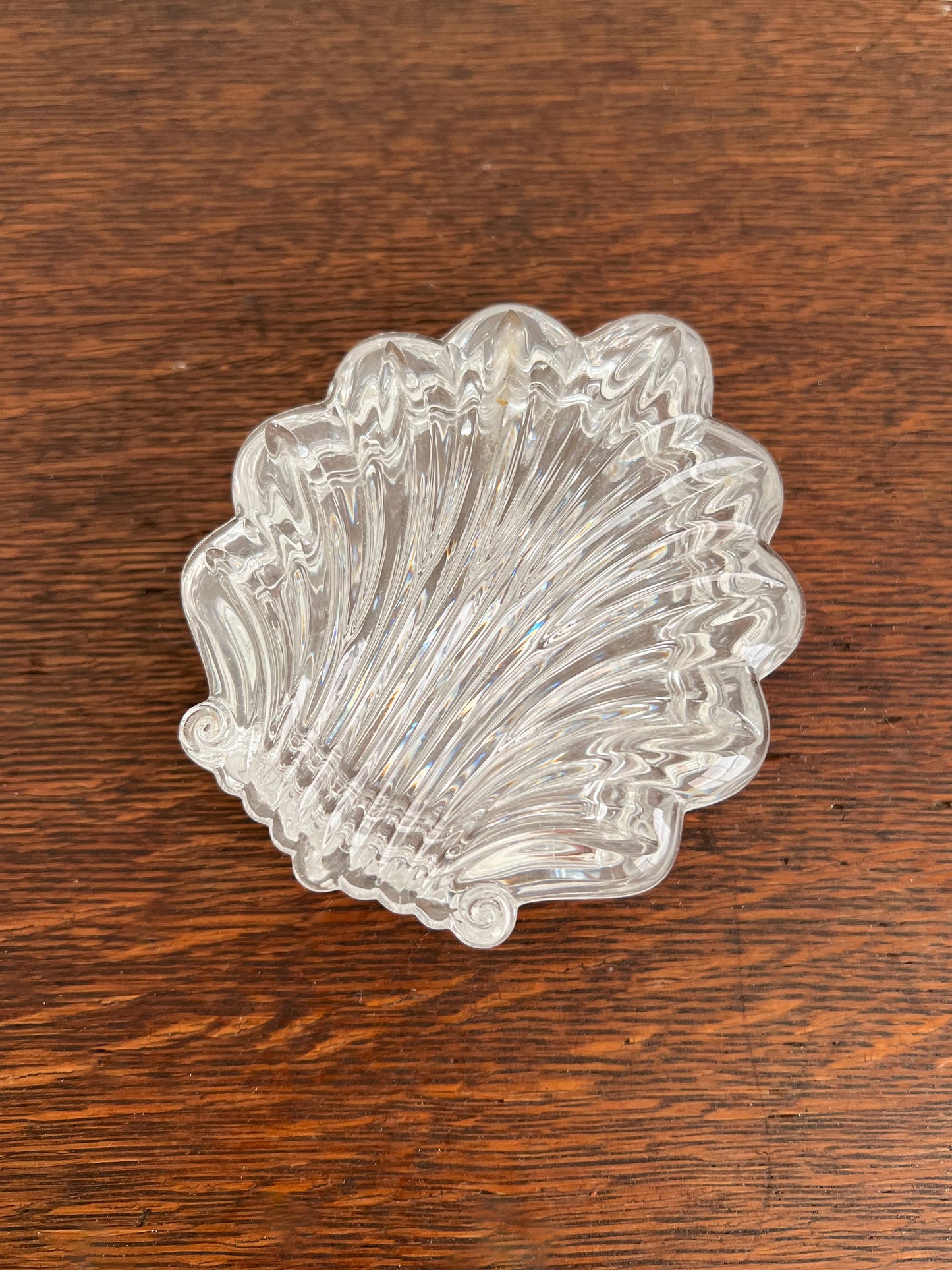 Vintage Glass Shell Dish with Lid