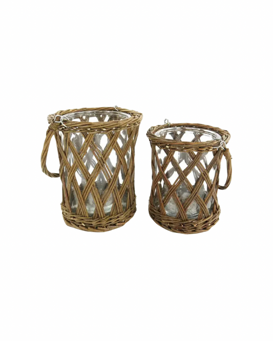 Glass and Wicker Vase