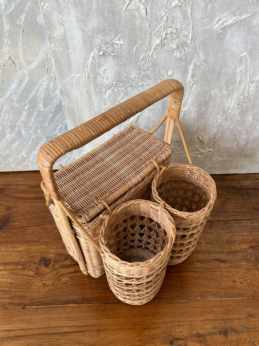 Vintage wicker picnic basket