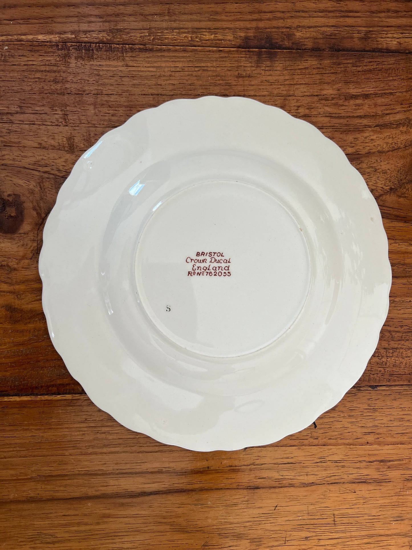 Medium brown and white “Bristol” Crown Ducal England plates