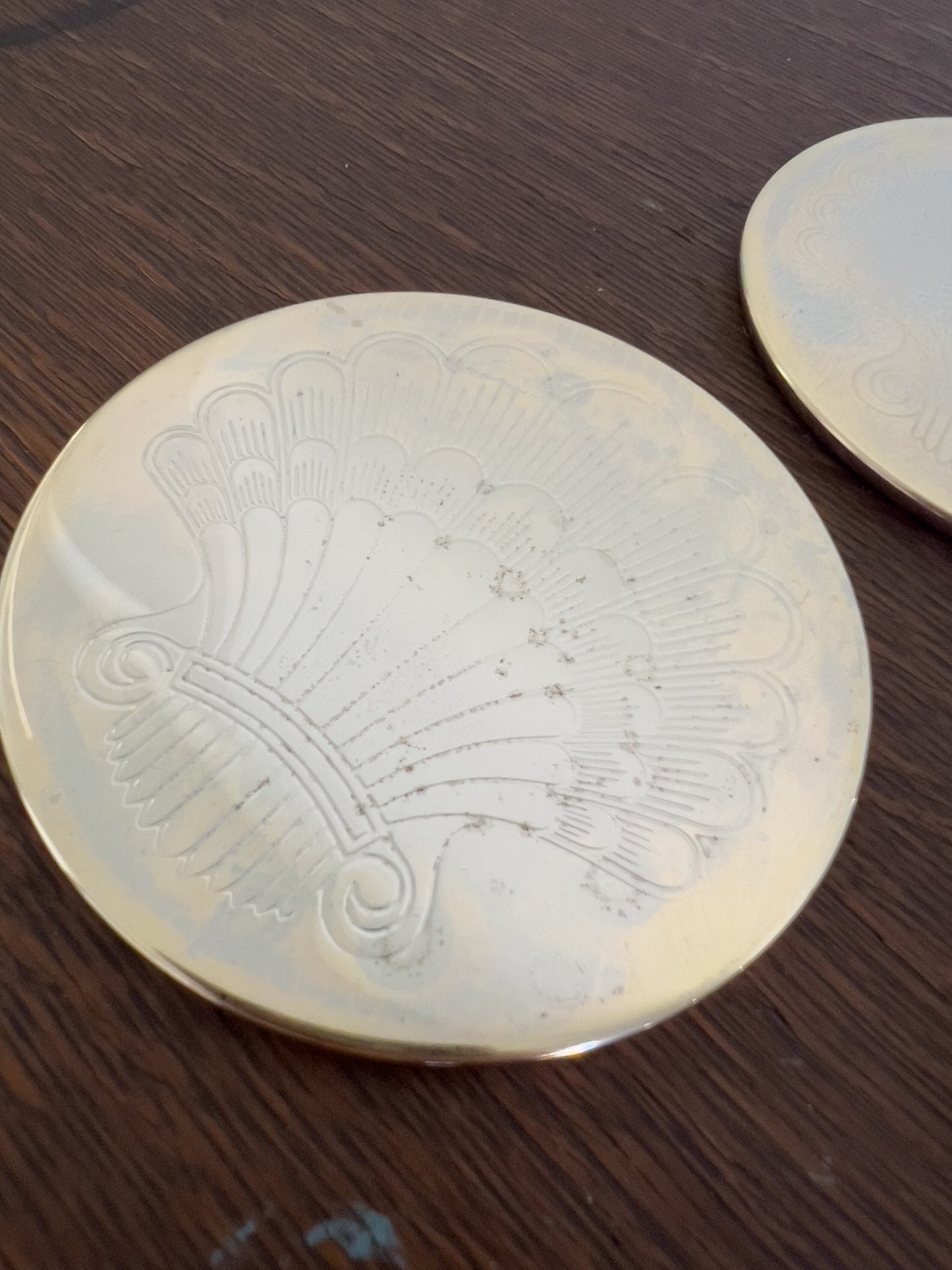 Vintage Etched Shell Coasters