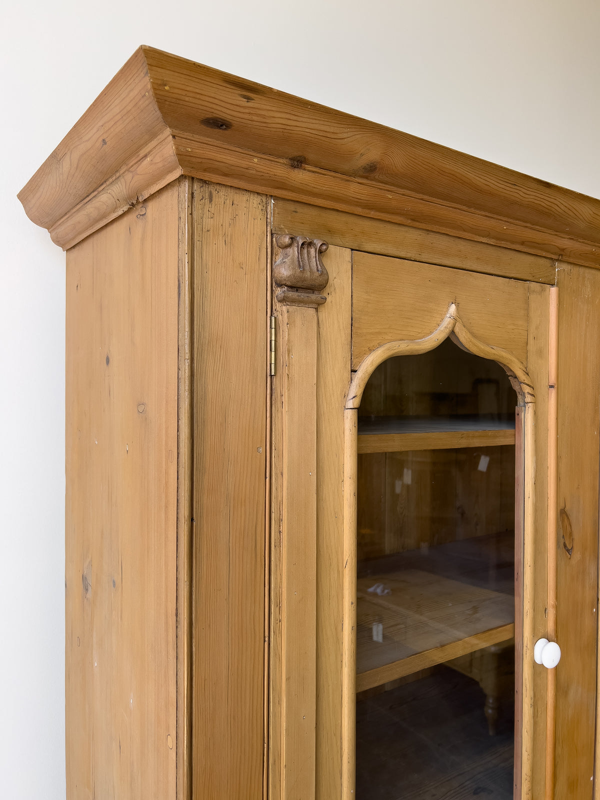 Antique 19th Century English Pine Glazed Cabinet