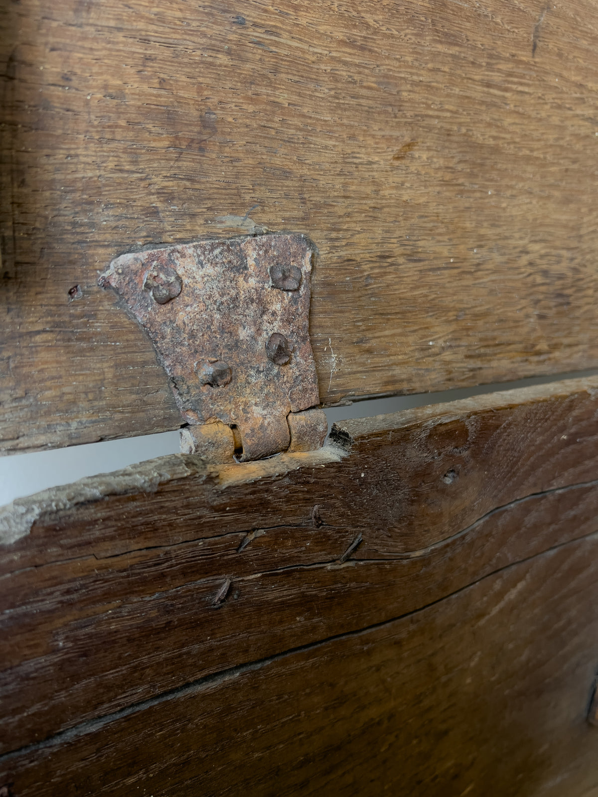 Antique 17th Century English Oak Plank Coffer