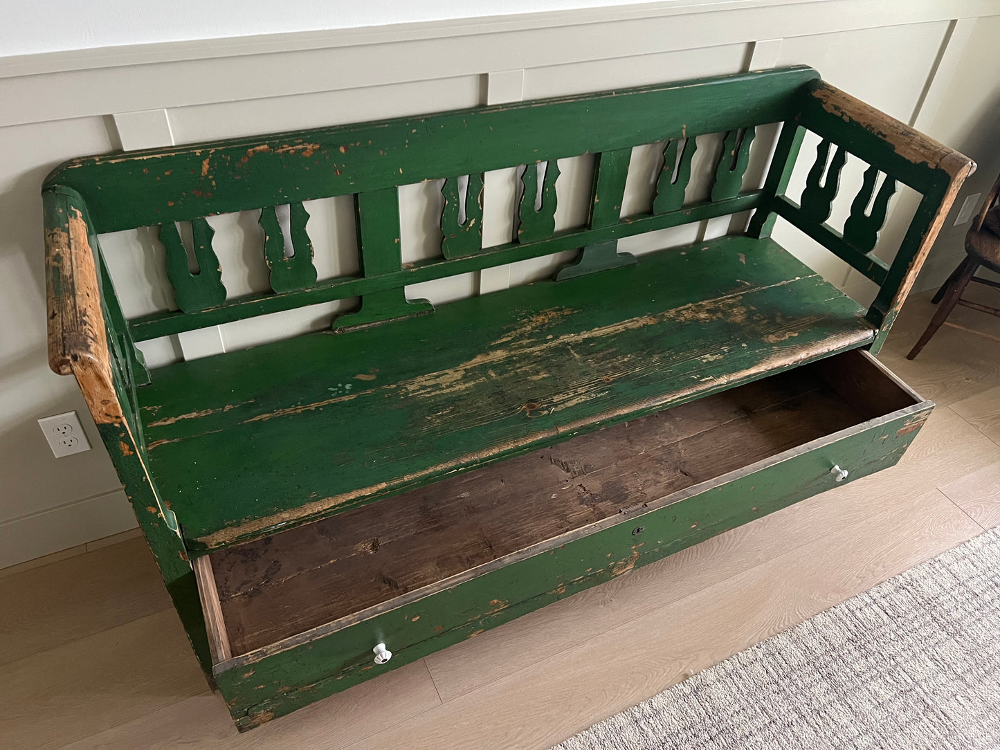 Antique Green Storage Bench