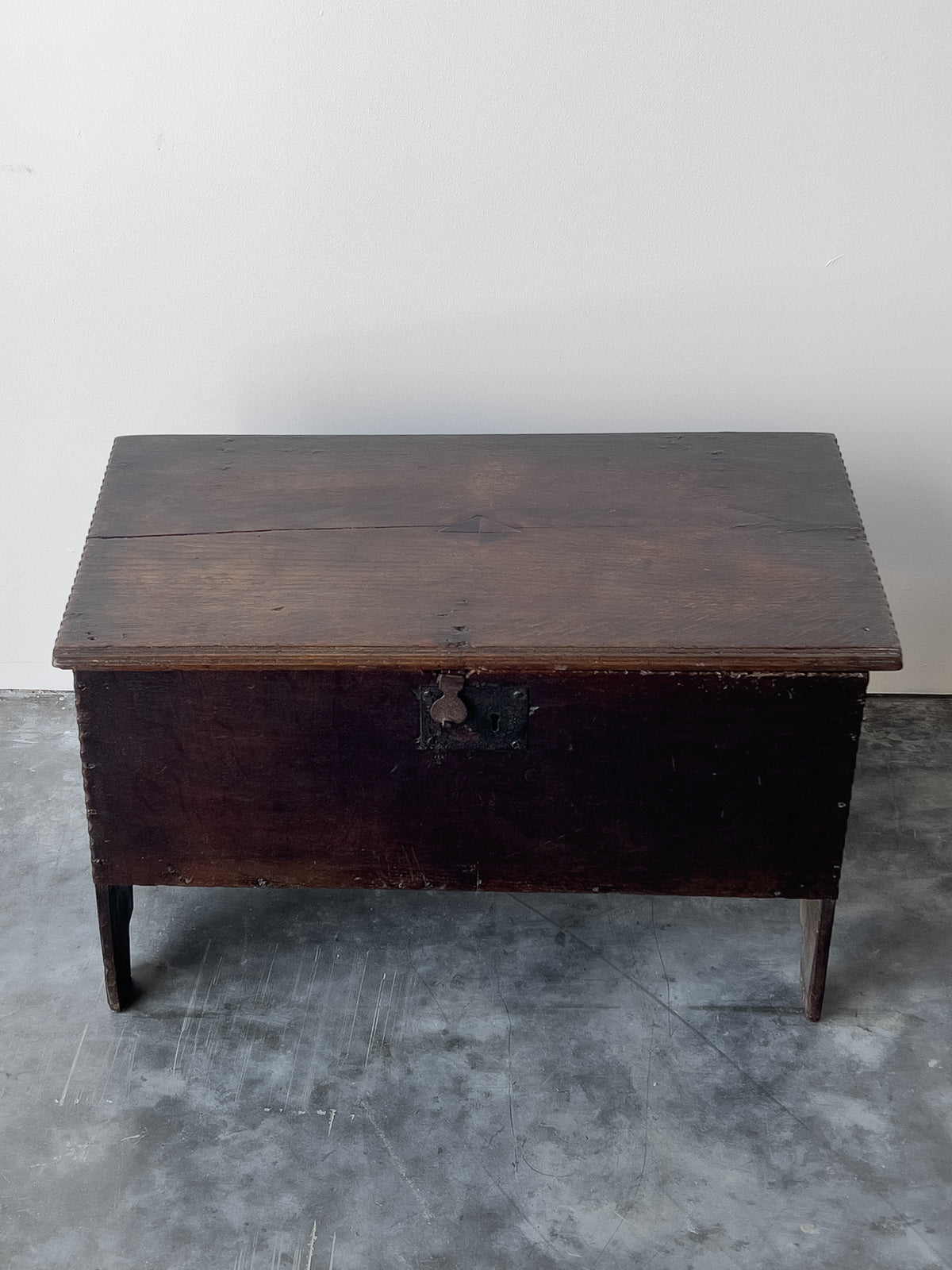 Antique 17th Century English Oak Plank Coffer