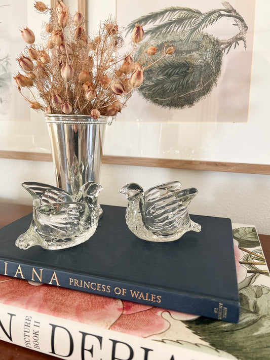 Vintage Glass Bird Votives (set of 2)