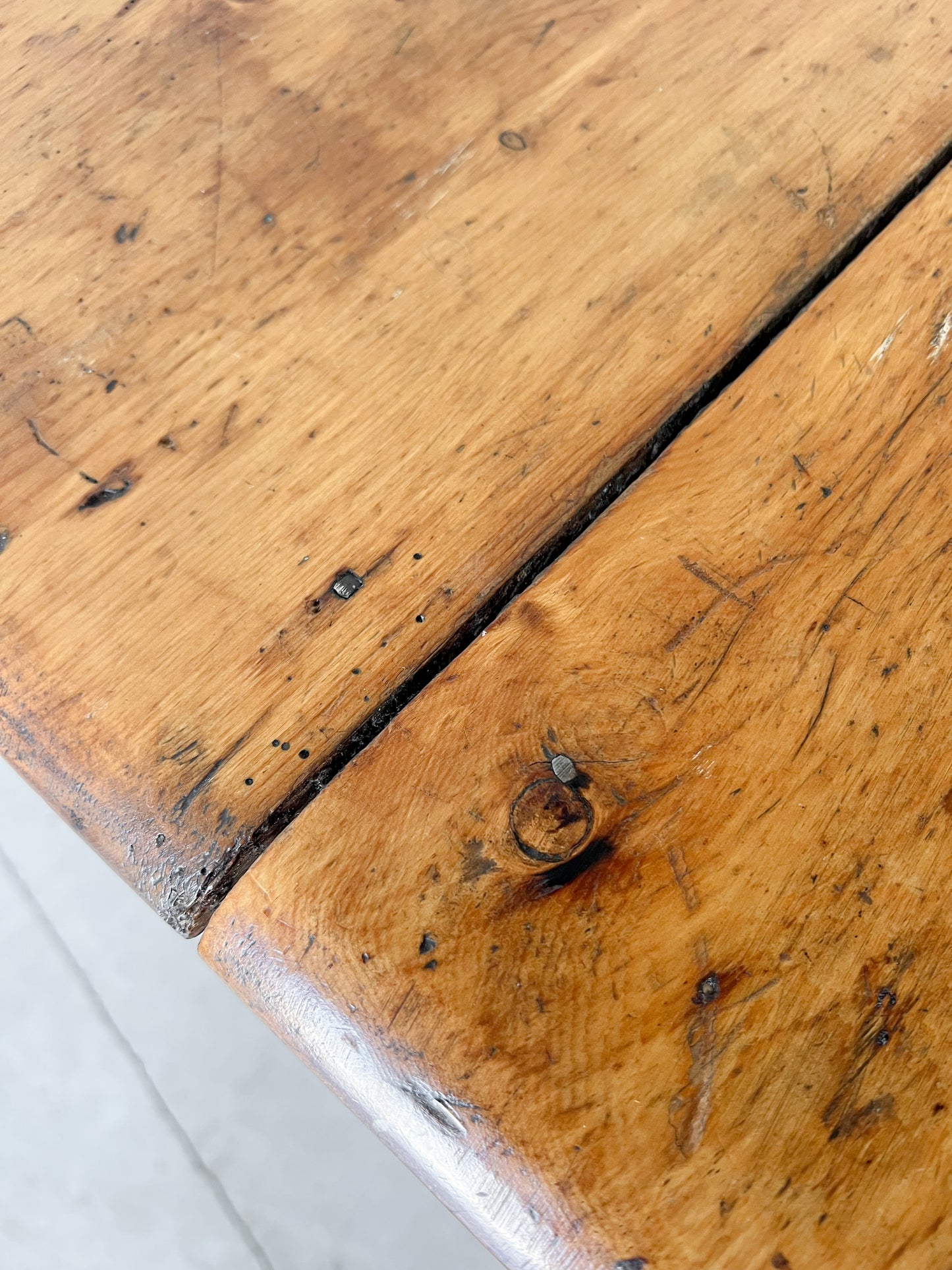 Antique English Pine Farmhouse Kitchen Table c. Early 1800s