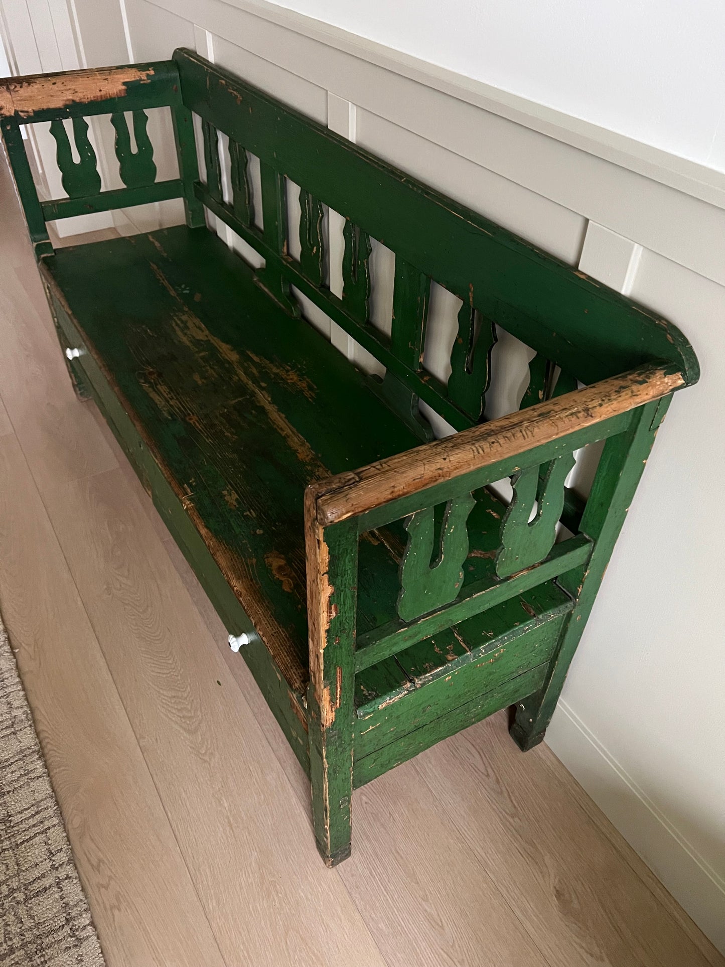 Antique Green Storage Bench