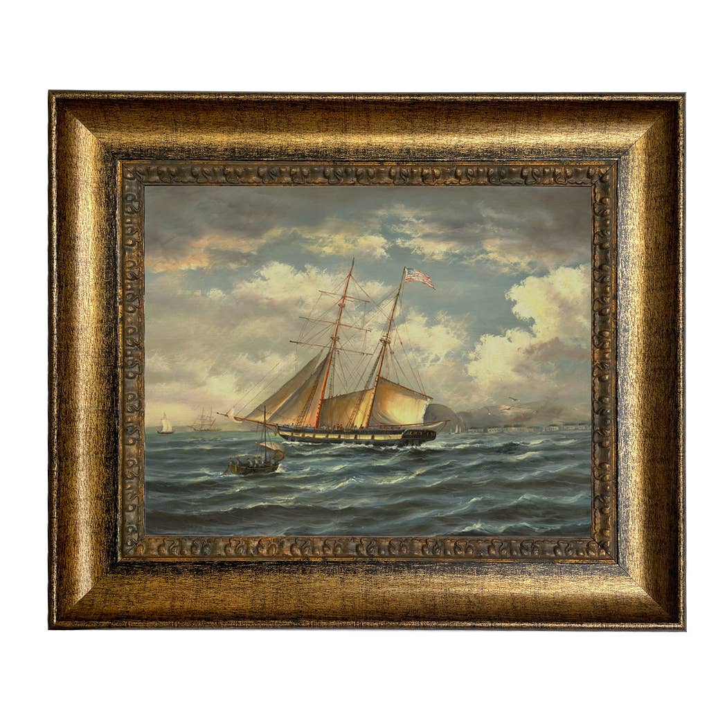 American Privateer Topaz Framed Oil Painting Print on Canvas