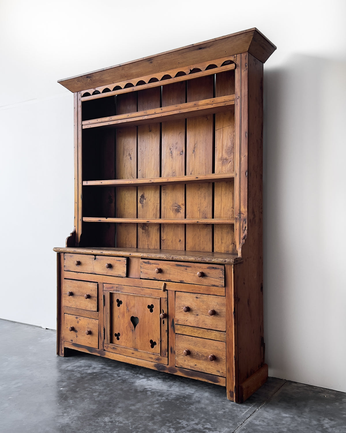 Antique Irish Pine Dresser | Hutch with Shelves