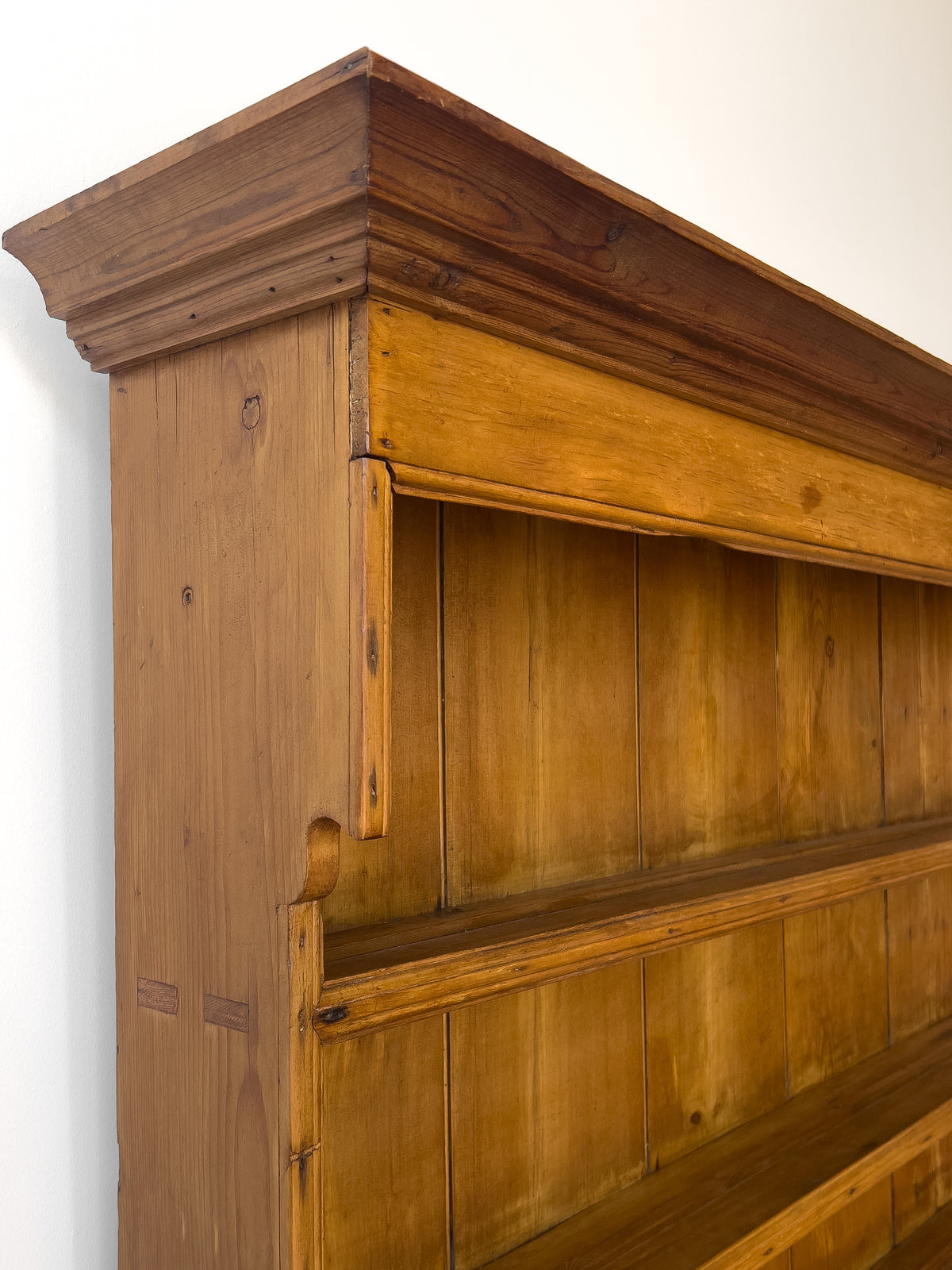 Antique Victorian Pine Hutch with Brass Knobs | Kitchen Dresser