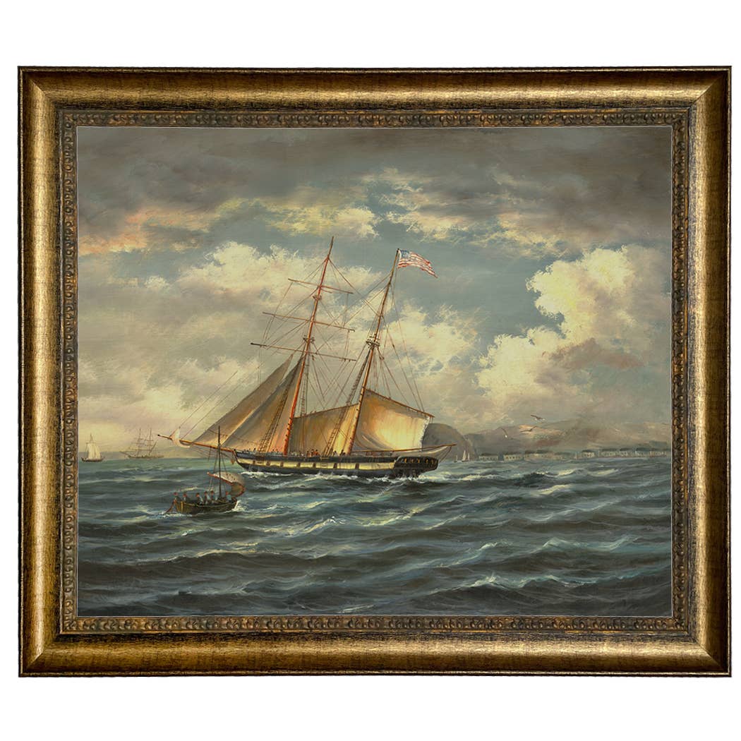 American Privateer Topaz Framed Oil Painting Print on Canvas