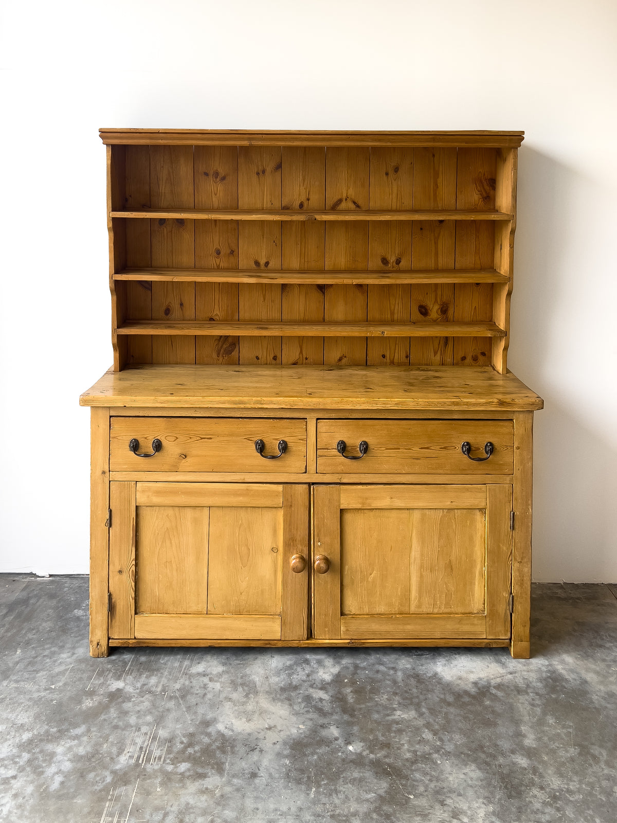 Antique 19th Century Pine Hutch with Plate Rack