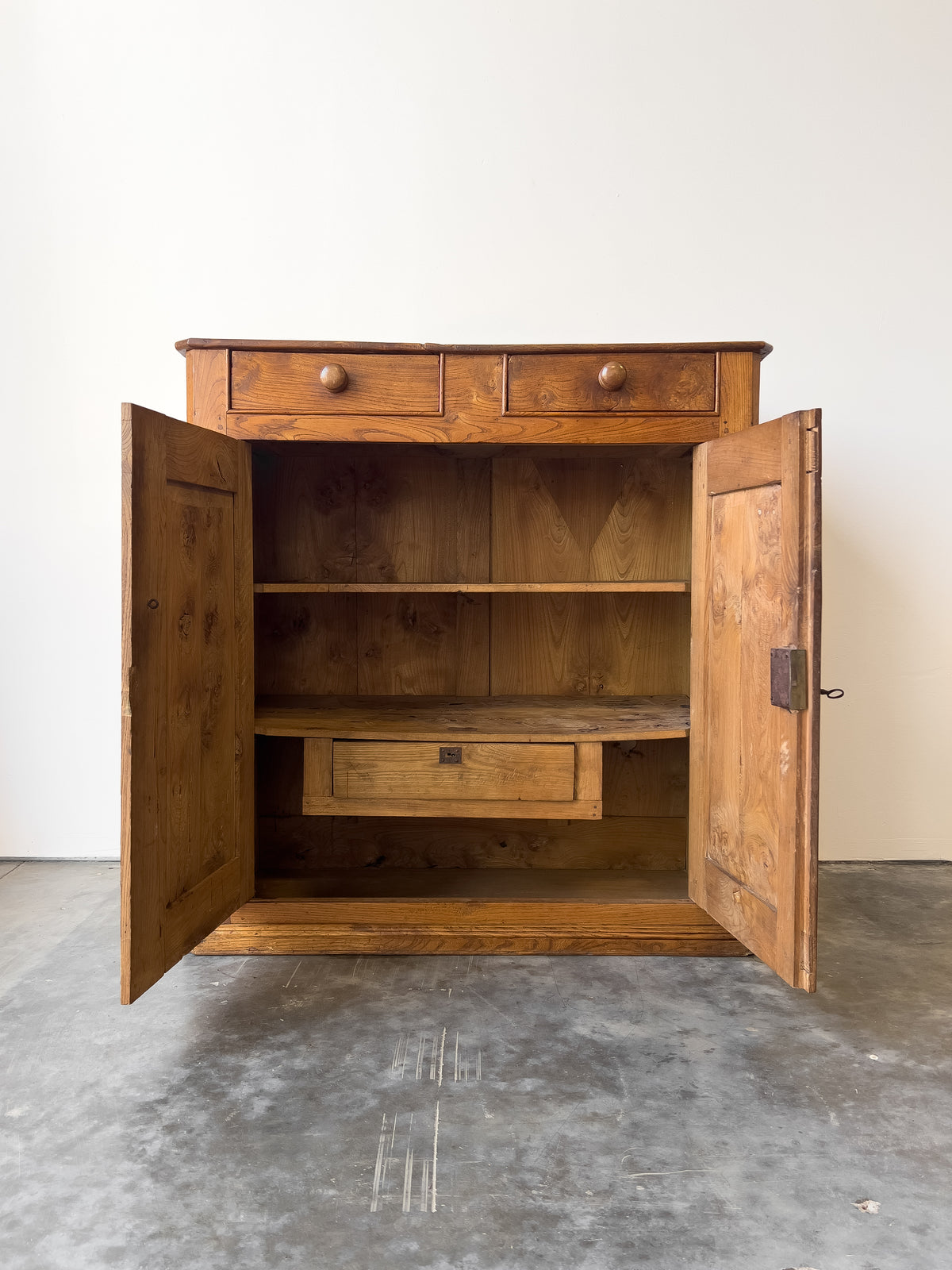 Antique Late 19th Century French Elm Cupboard