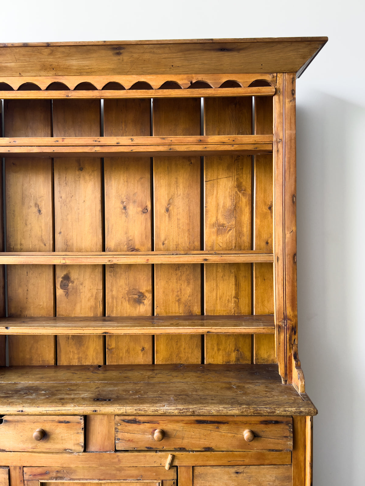Antique Irish Pine Dresser | Hutch with Shelves