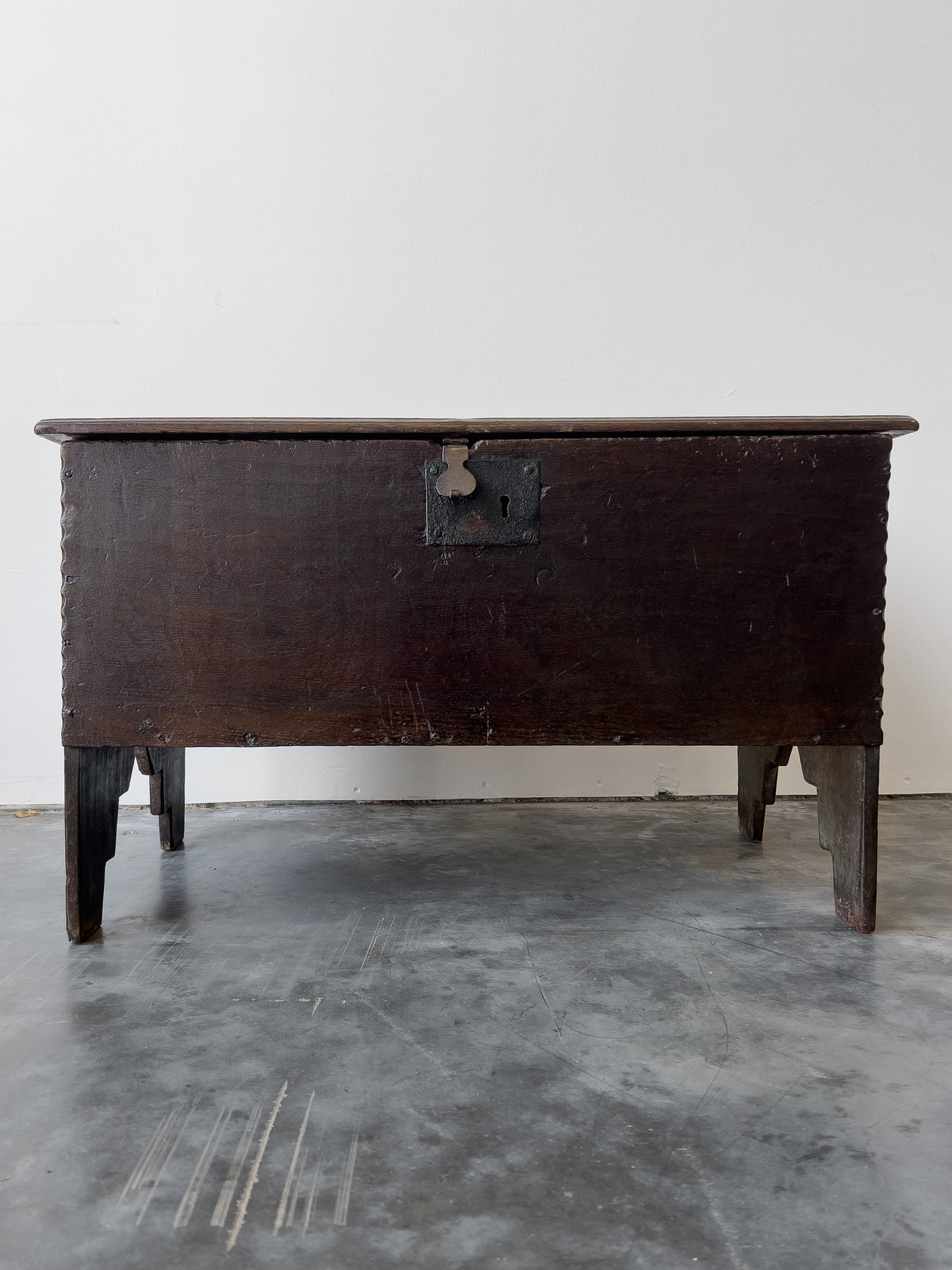 Antique 17th Century English Oak Plank Coffer