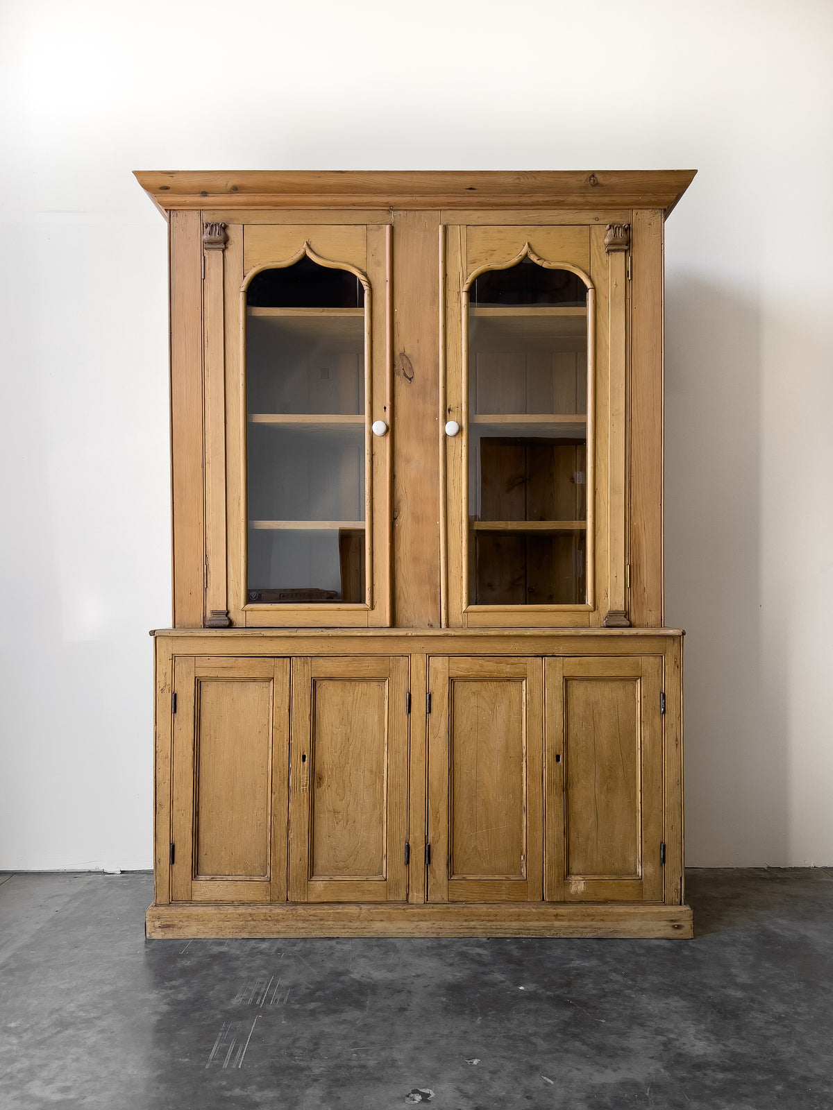 Antique 19th Century English Pine Glazed Cabinet