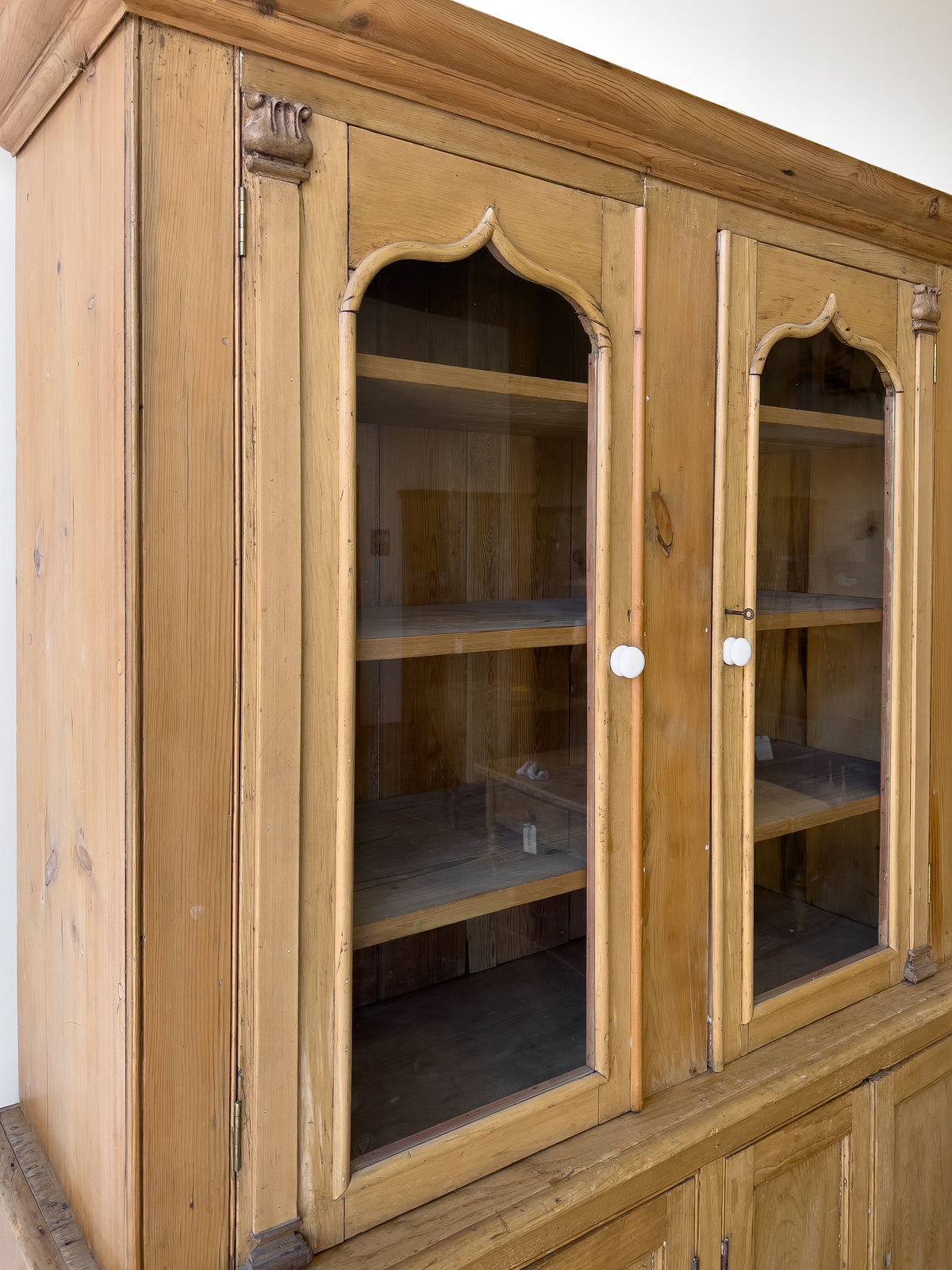 Antique 19th Century English Pine Glazed Cabinet