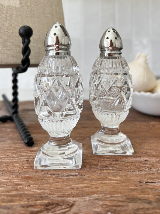 Cut Glass Salt and Pepper Shakers
