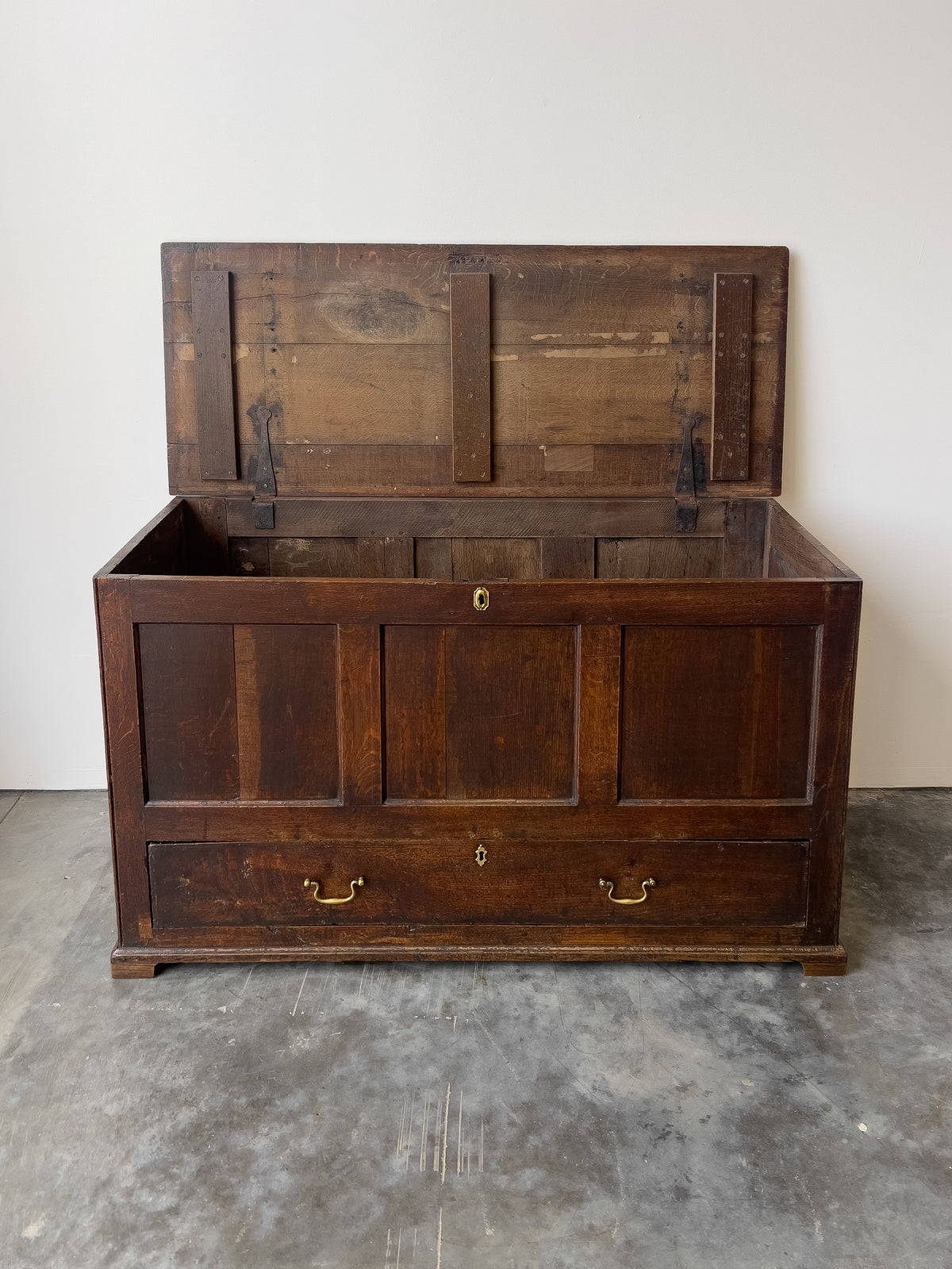 Antique 18th Century English Oak Mule Chest