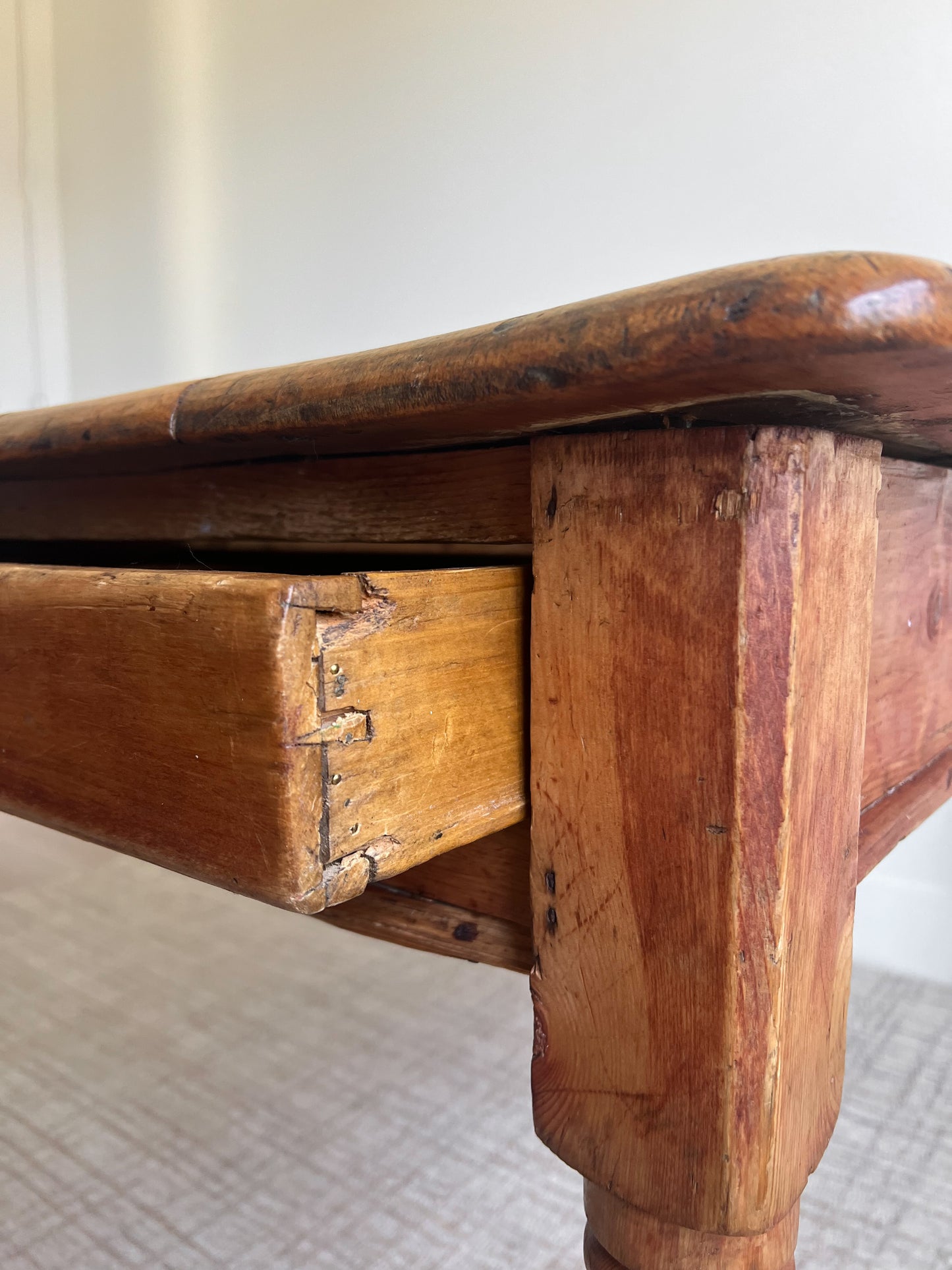 Antique English Pine Farmhouse Kitchen Table c. Early 1800s