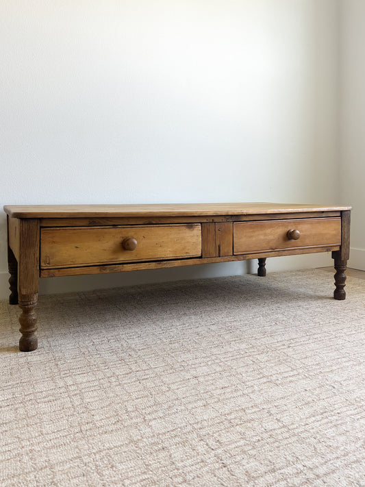 Antique English Primitive Pine Coffee Table