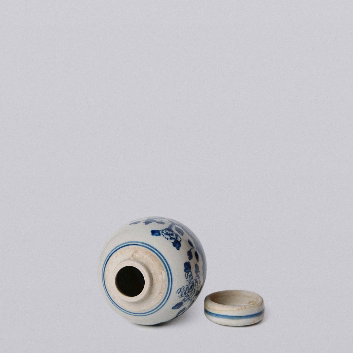 Mini Blue and White Porcelain Peony Jar