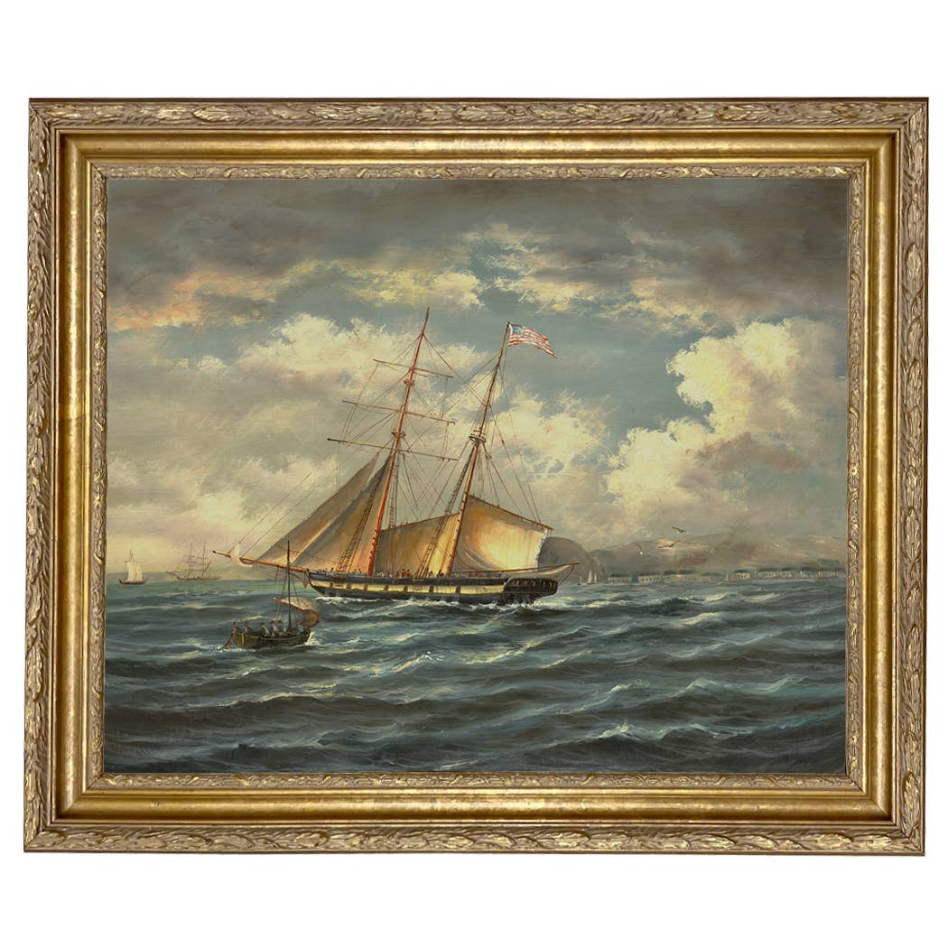 American Privateer Topaz Framed Oil Painting Print on Canvas