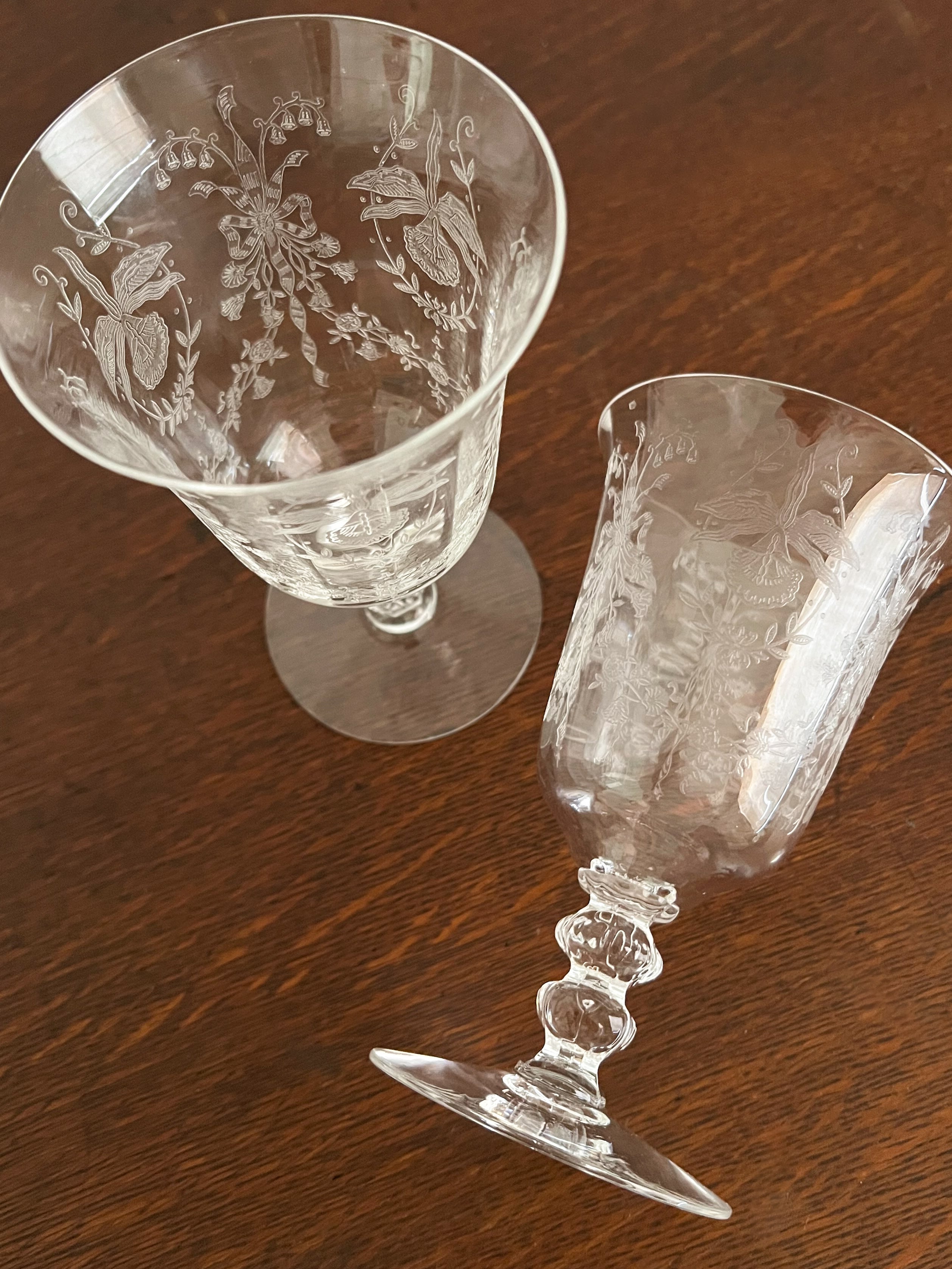 Heisey Depression Glass “Orchid” Etched Goblets (set of 2) – Home