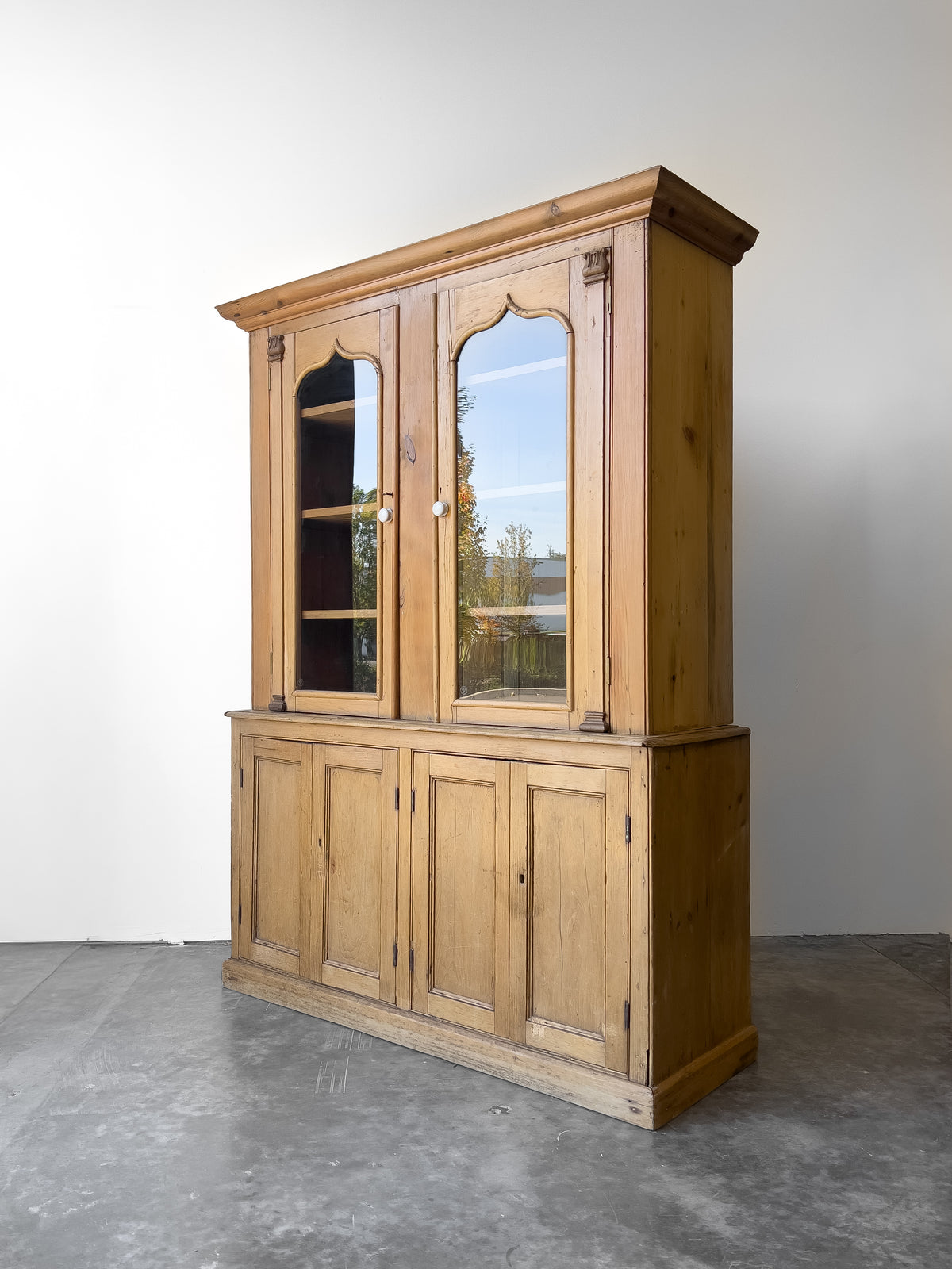 Antique 19th Century English Pine Glazed Cabinet