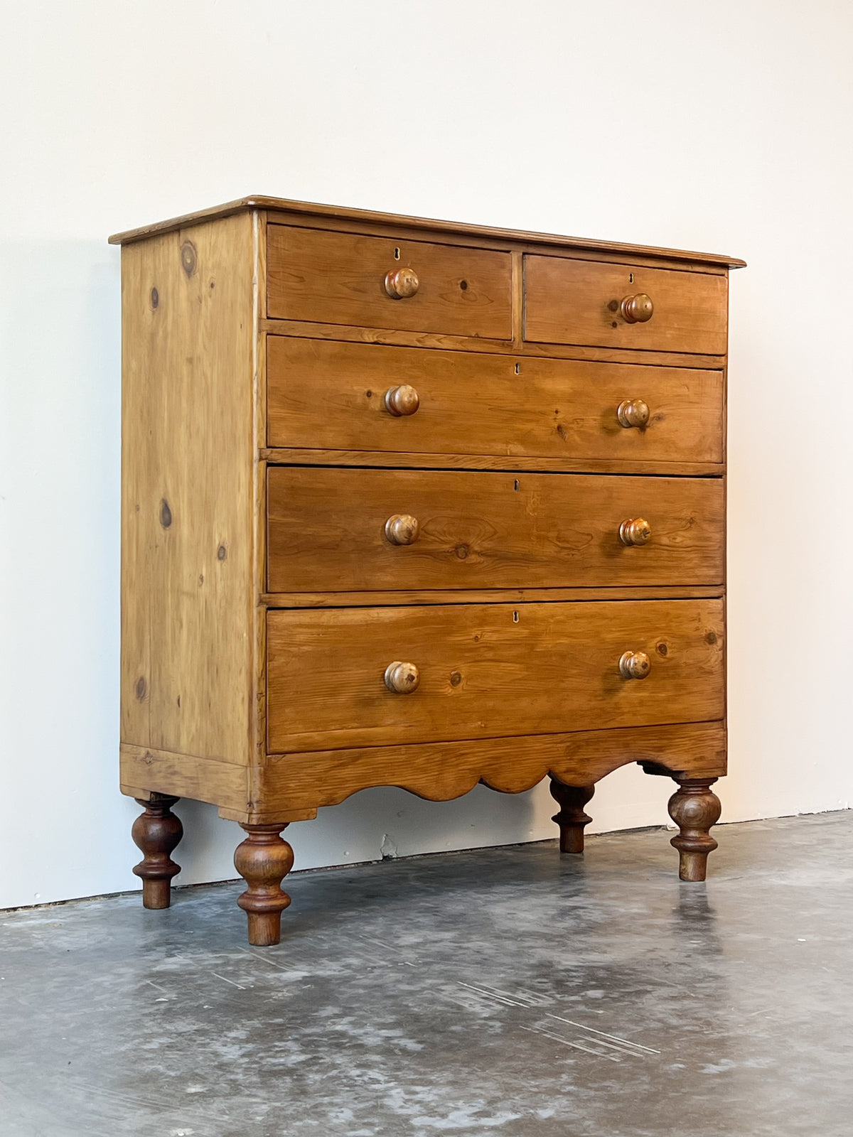 Antique Victorian Pine Chest of Drawers, 2 over 3