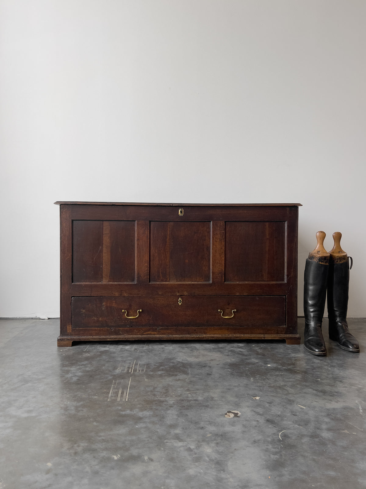 Antique 18th Century English Oak Mule Chest