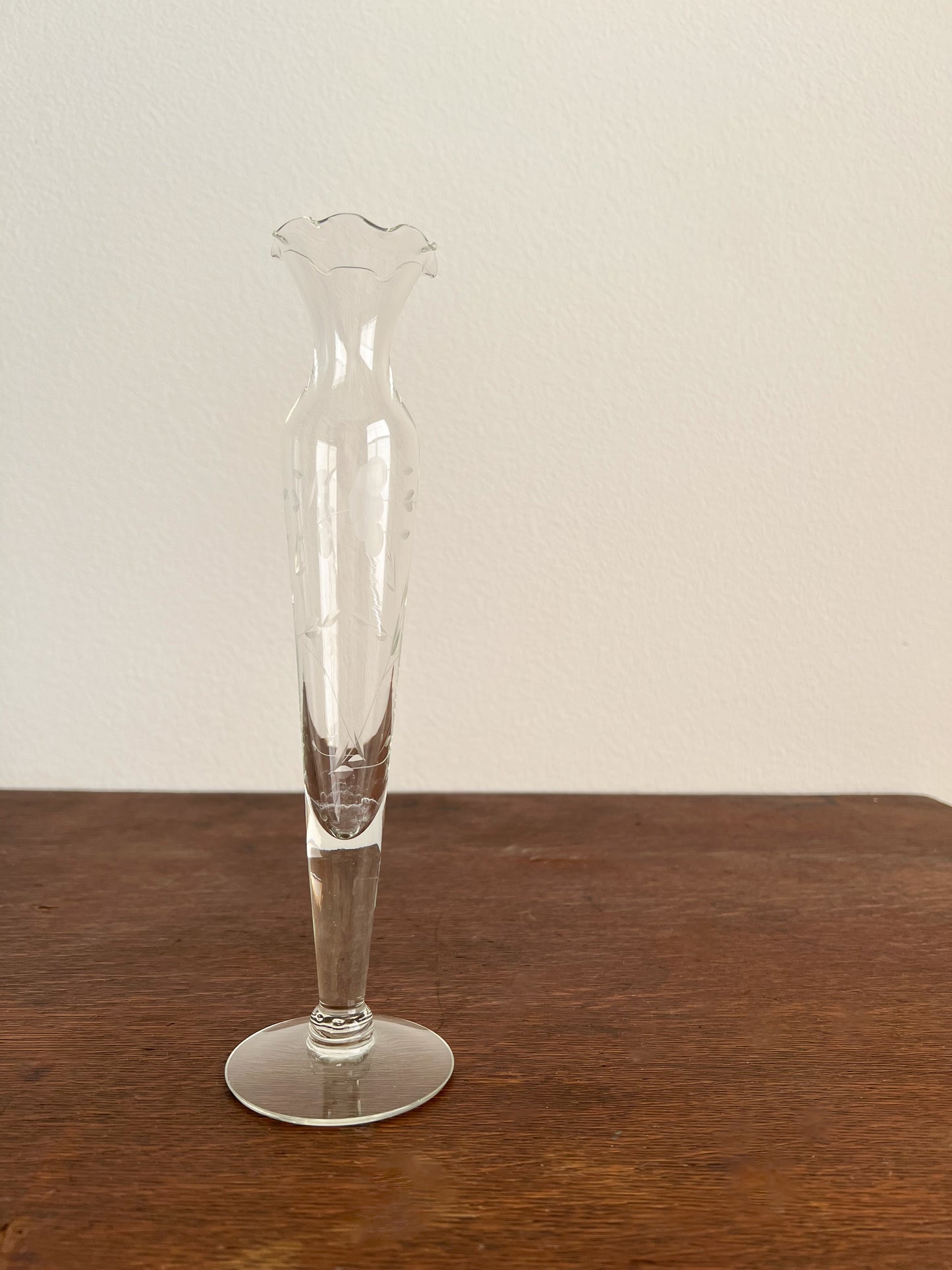 Vintage Princess House Etched Glass Bud Vase